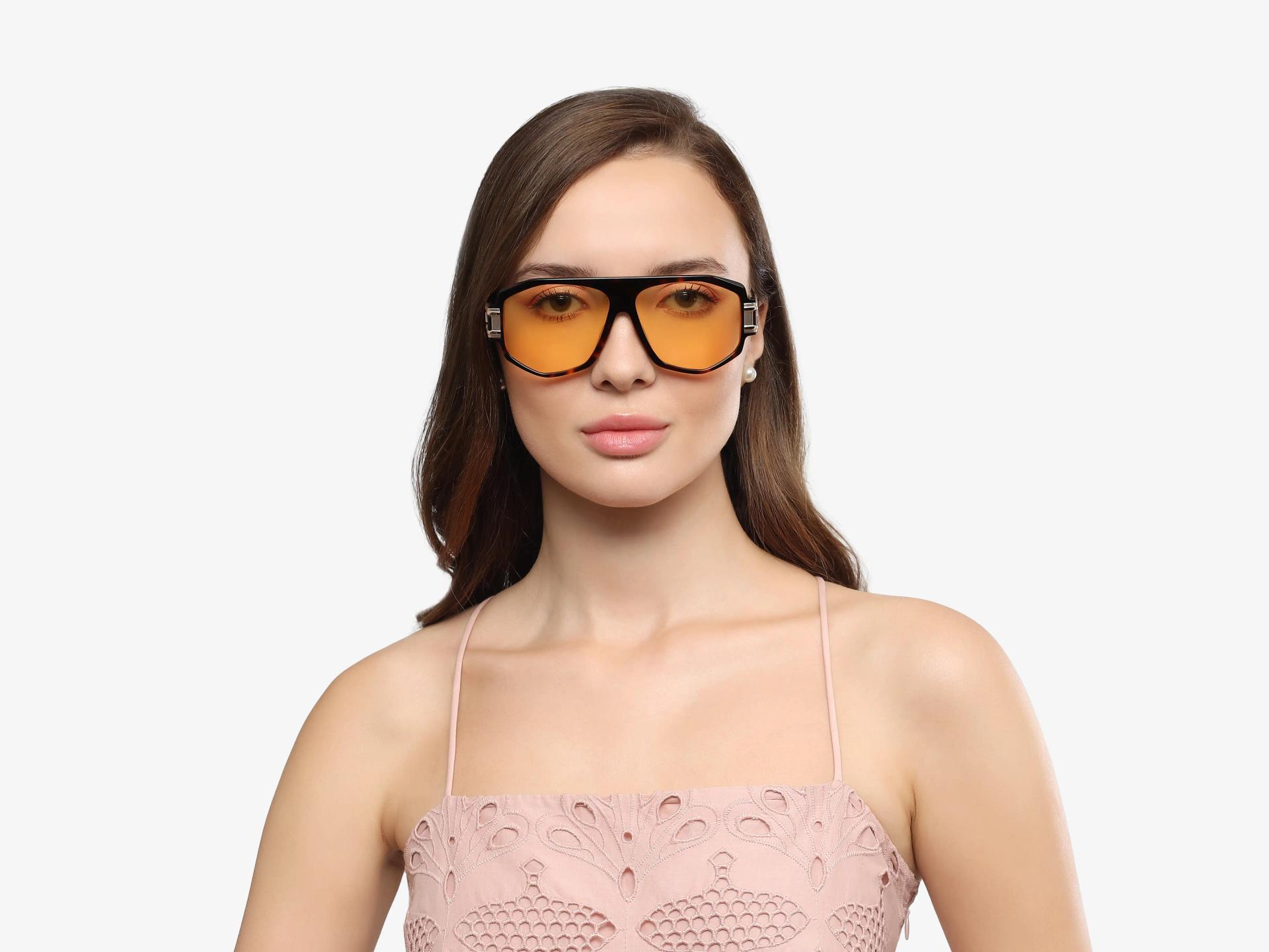 Oversized Tortoise Frame With Yellow Tint Sungasses | Specscart