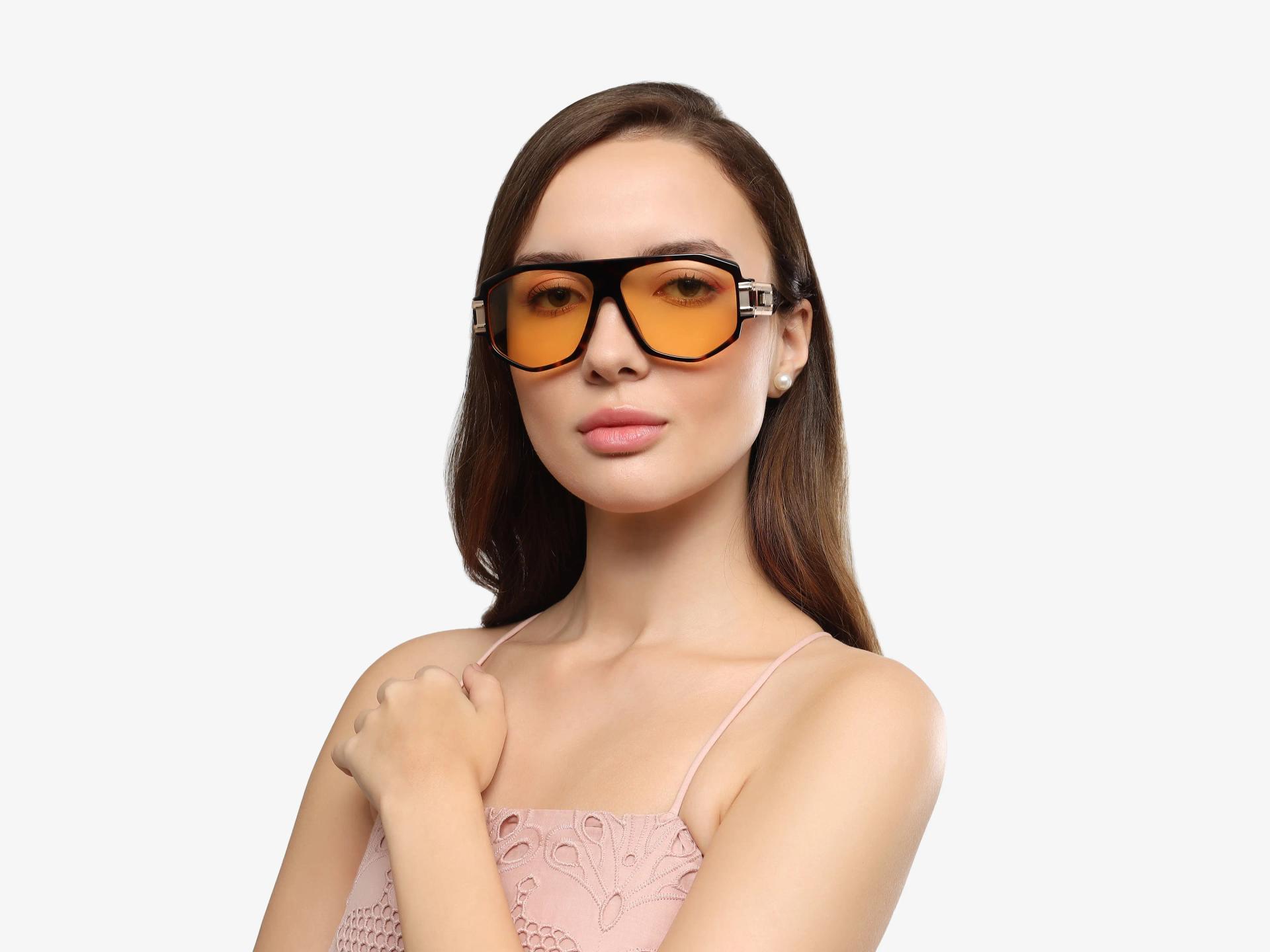 Oversized Tortoise Frame With Yellow Tint Sungasses | Specscart
