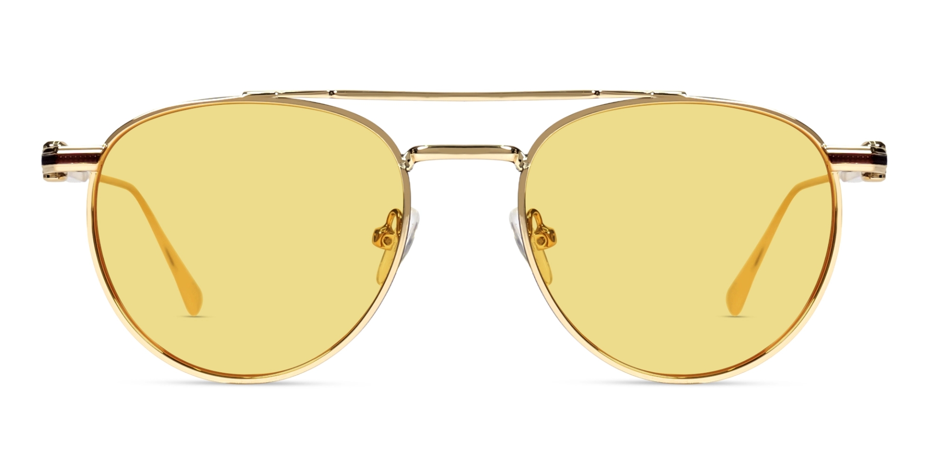 Funky Gold Double Bridge Frame With Yellow Tint Sunglasses