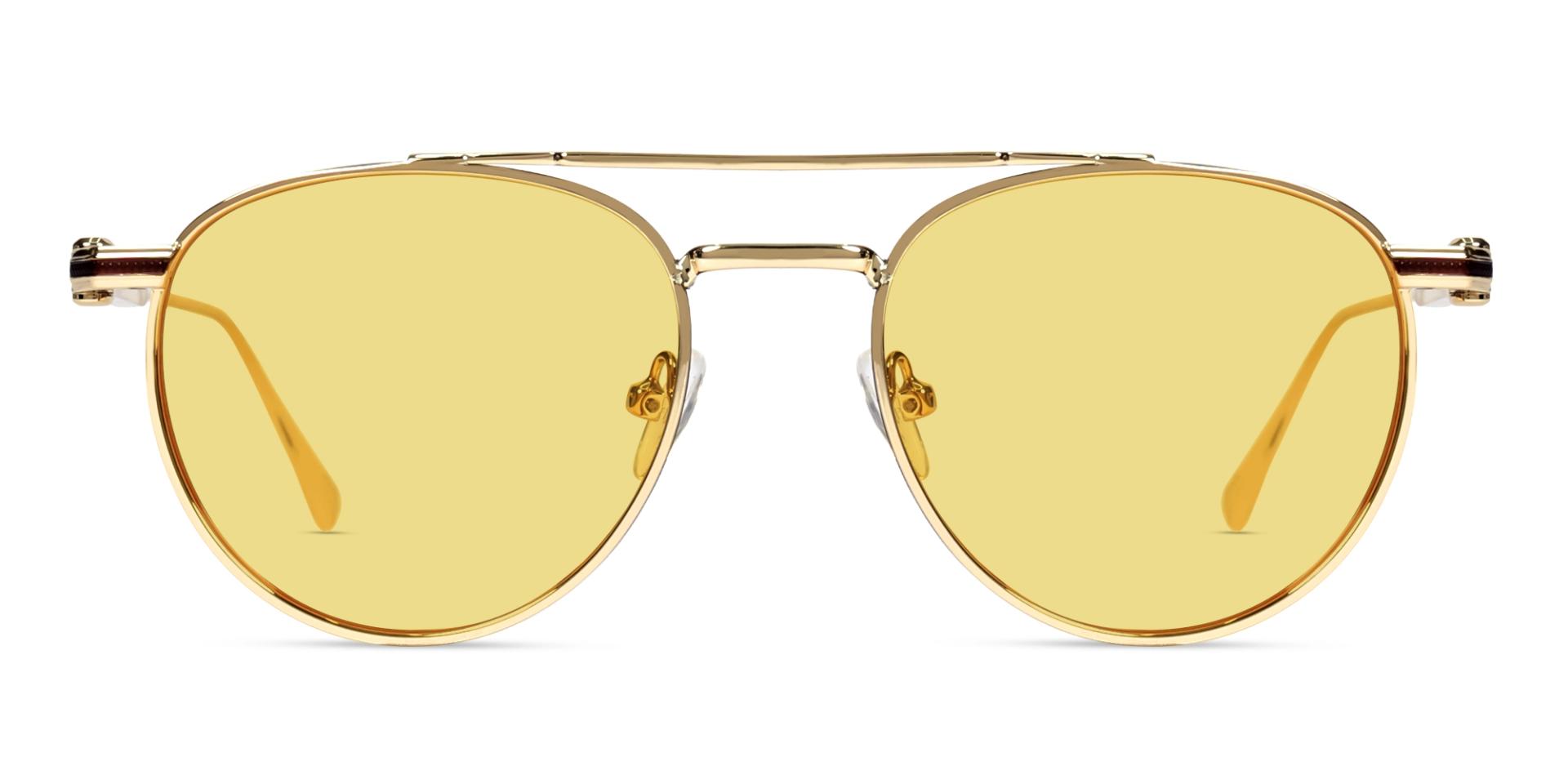 Funky Gold Double Bridge Frame With Yellow Tint Sunglasses