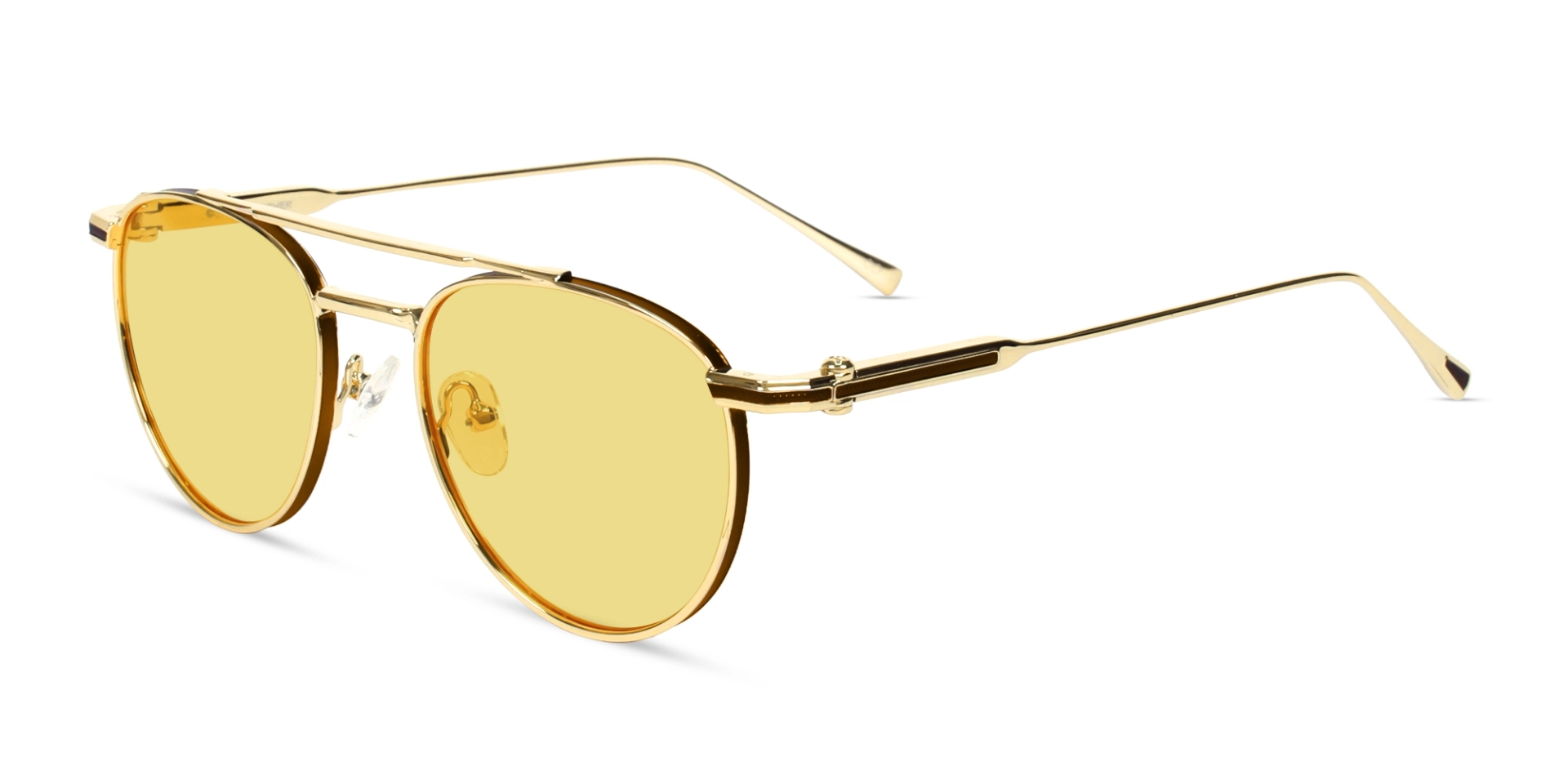 Funky Gold Double Bridge Frame With Yellow Tint Sunglasses