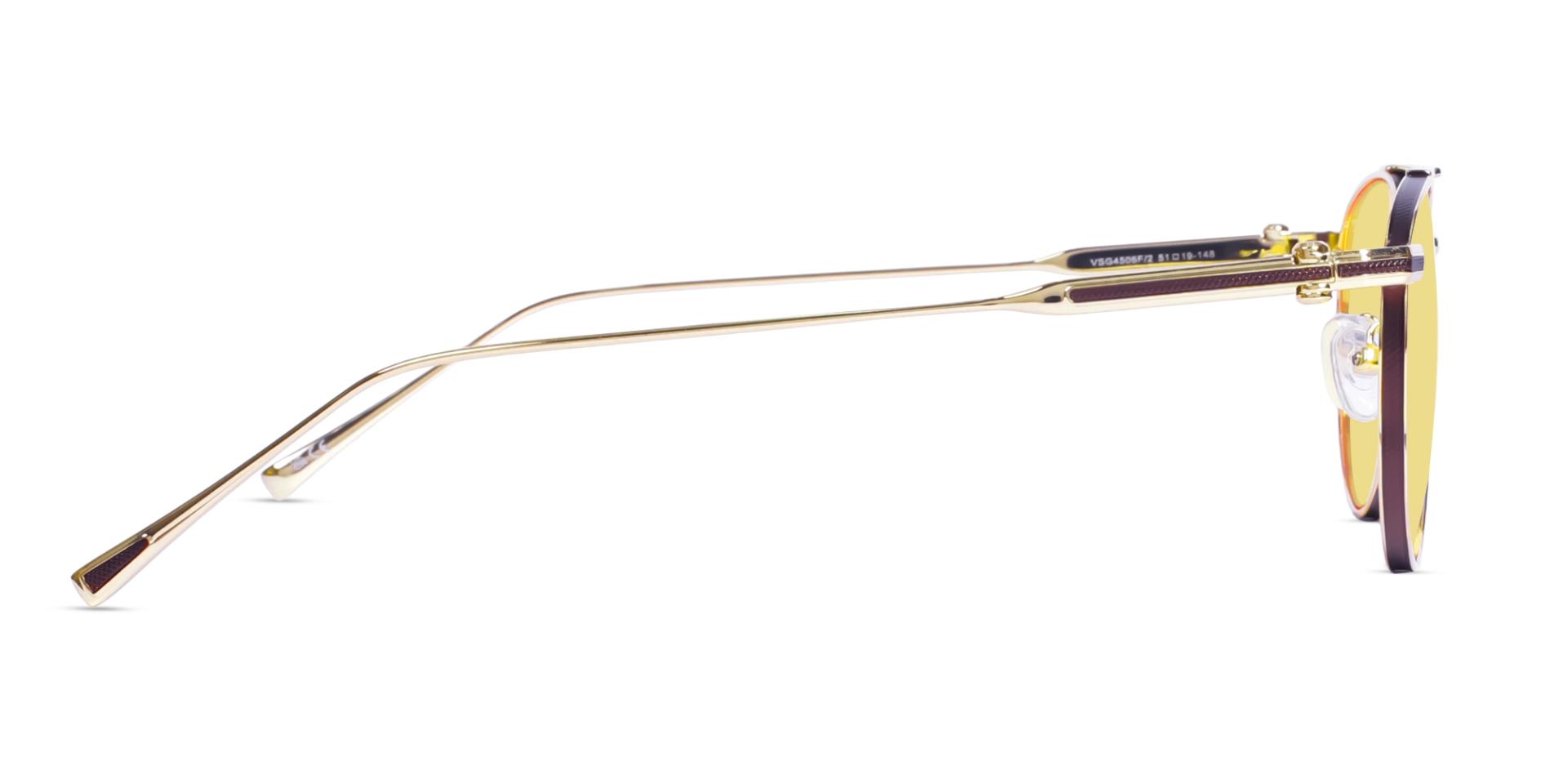 Funky Gold Double Bridge Frame With Yellow Tint Sunglasses