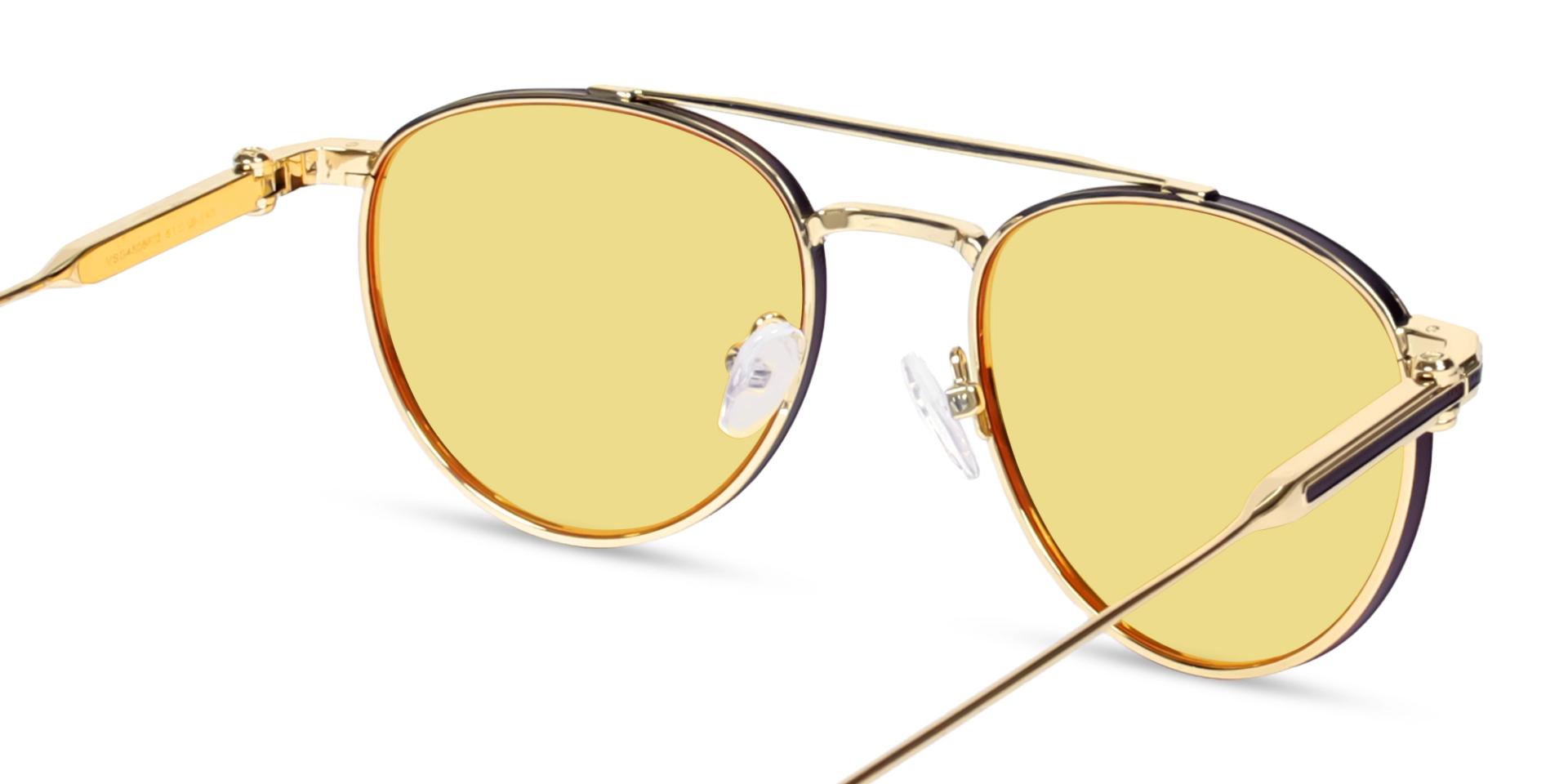 Funky Gold Double Bridge Frame With Yellow Tint Sunglasses