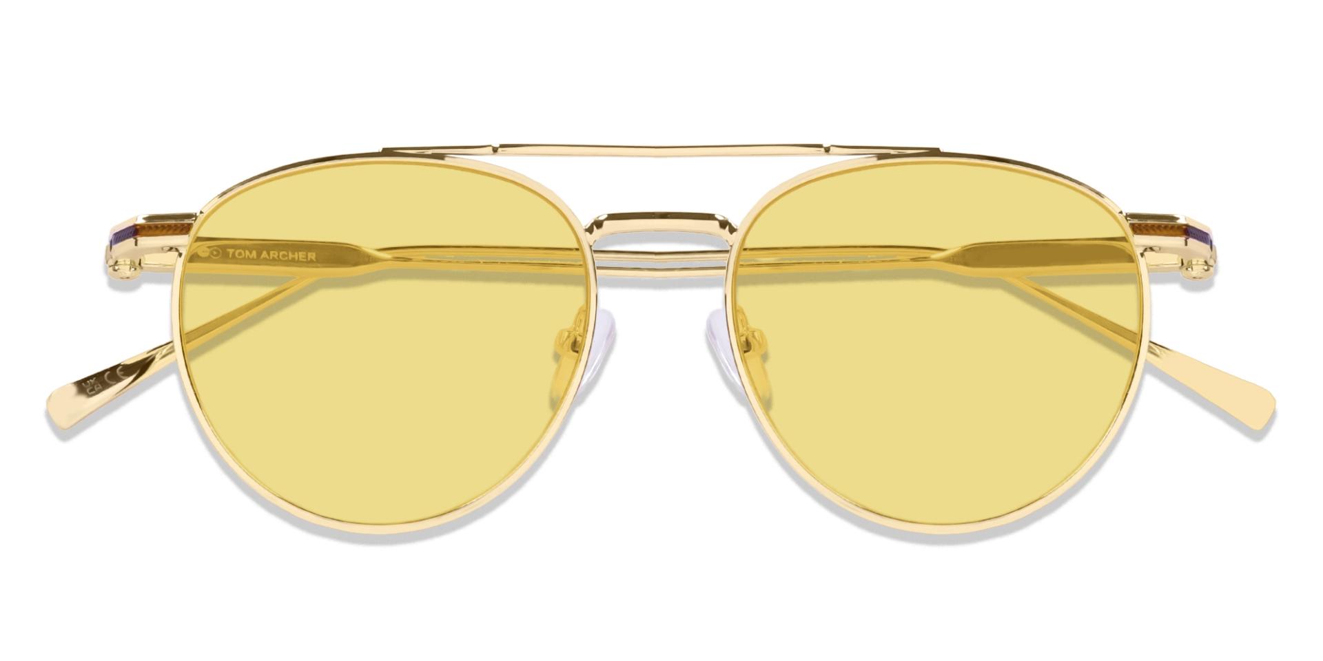 Funky Gold Double Bridge Frame With Yellow Tint Sunglasses