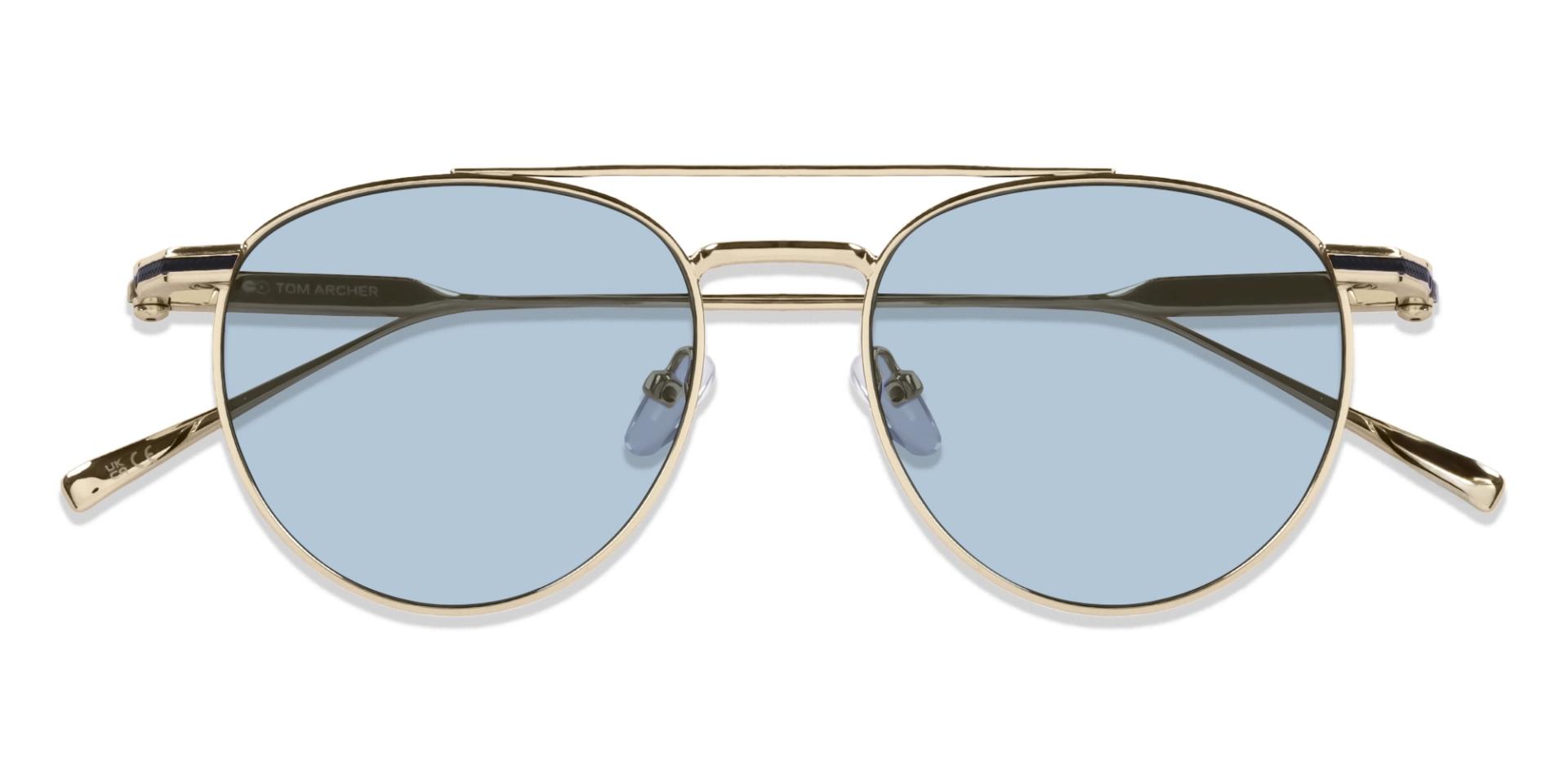 Vintage Gold Metal Frame With Light Grey Tint Sunglasses