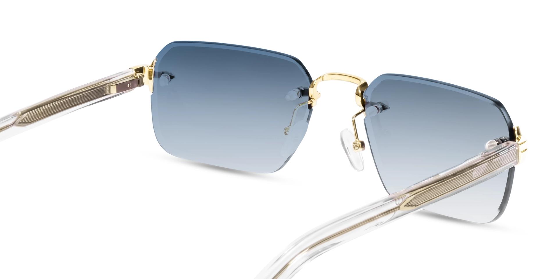 Gold & Clear Vintage Frame With Blue Tint Sunglasses