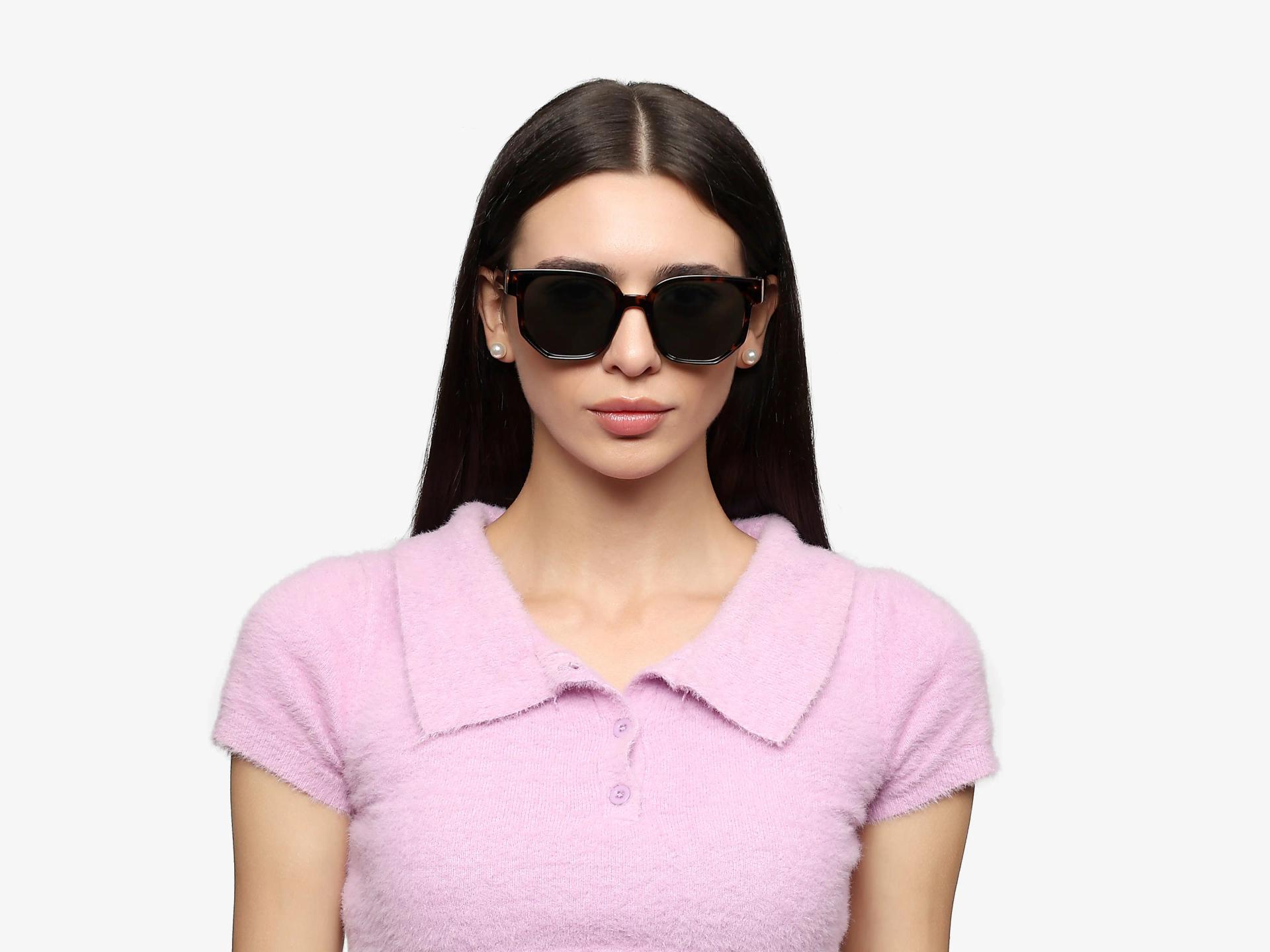 Oversized Tortoise Frame With Green Tint Sunglasses-1