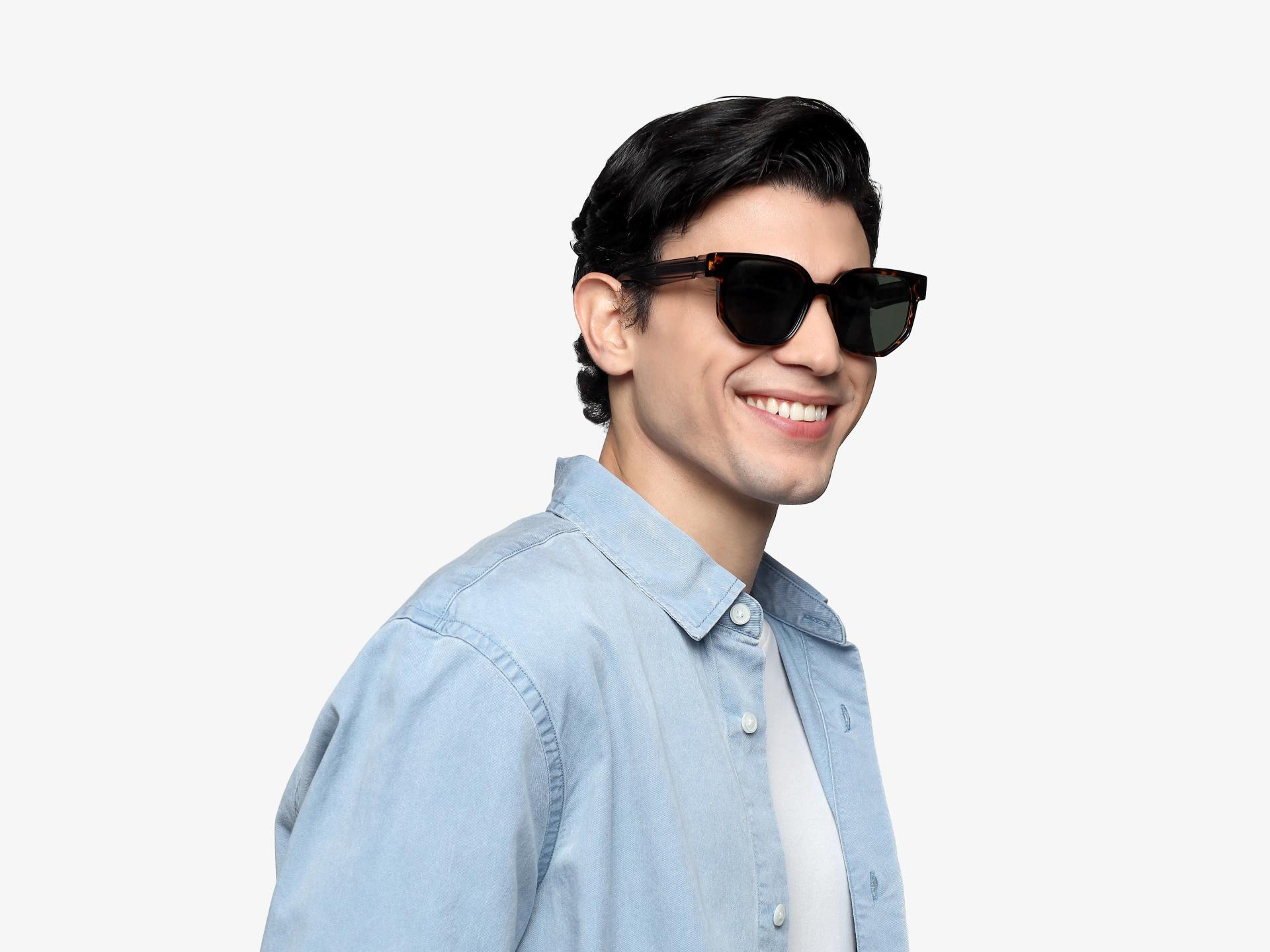 Oversized Tortoise Frame With Green Tint Sunglasses-1