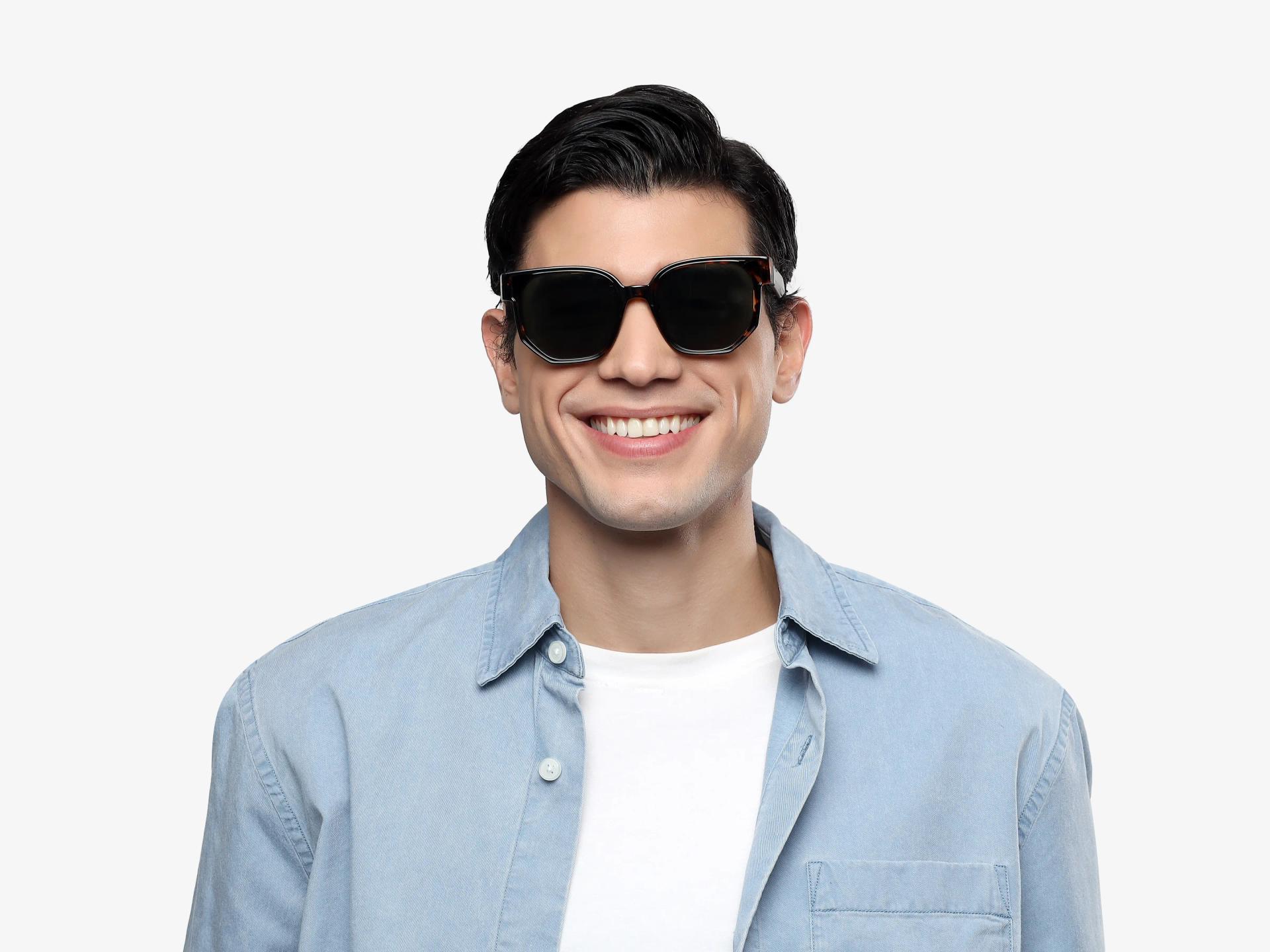 Oversized Tortoise Frame With Green Tint Sunglasses-1