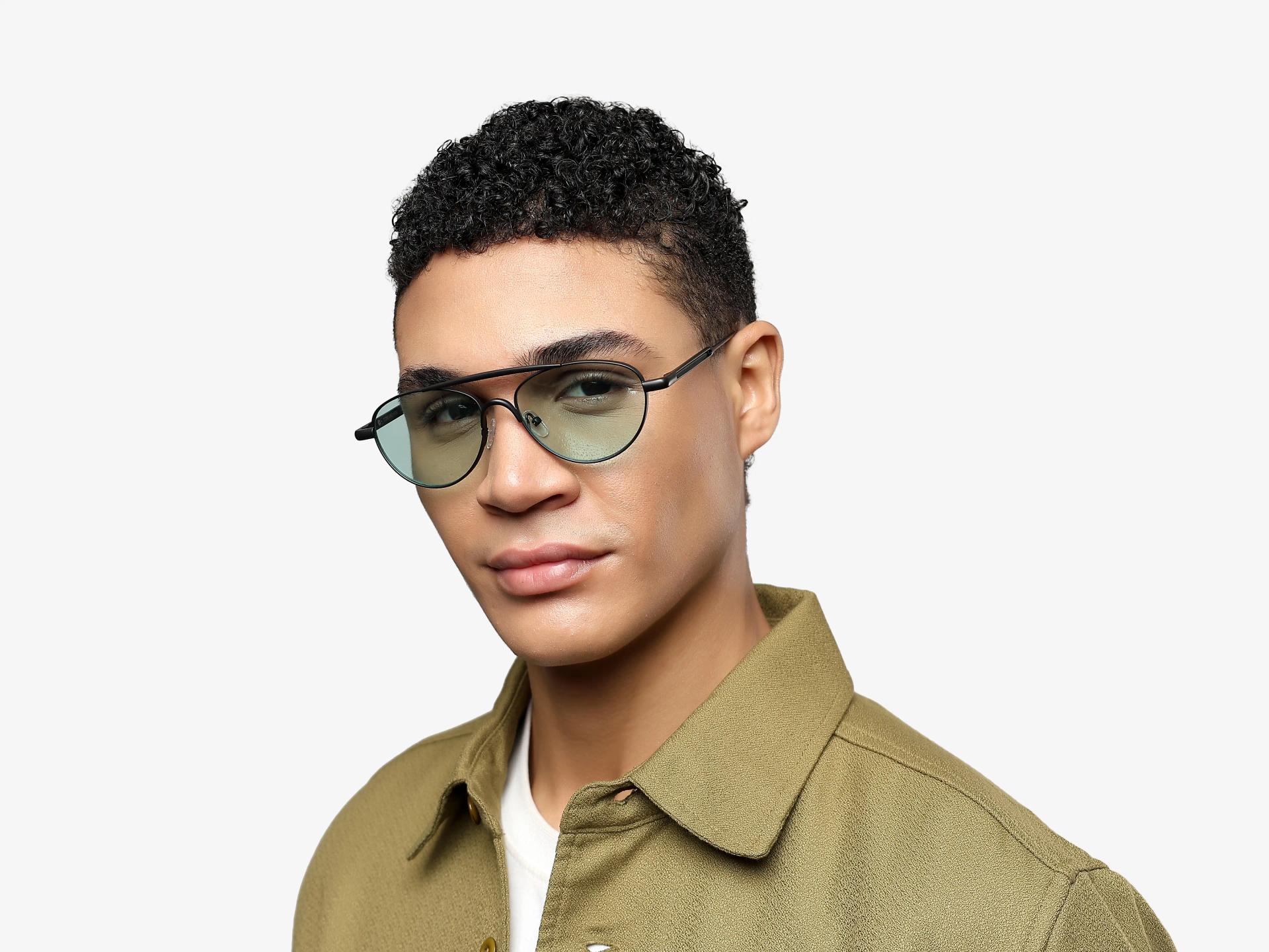 Pilot Black Matte Double Bridge Oval Sunglasses-1