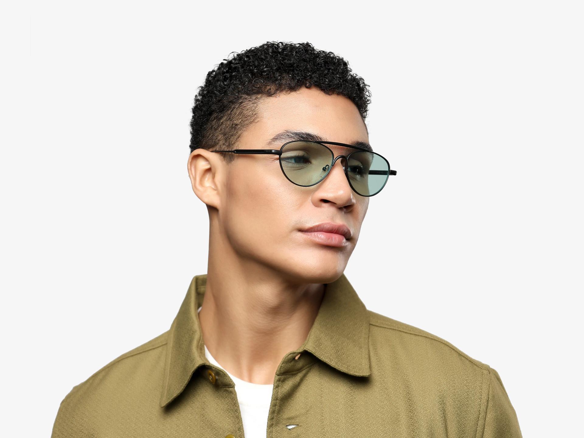 Pilot Black Matte Double Bridge Oval Sunglasses-1