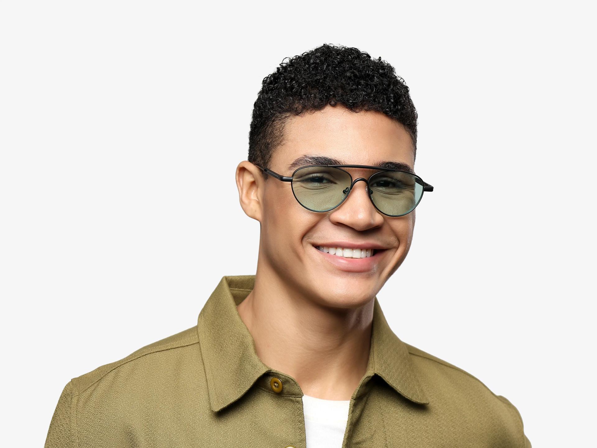 Pilot Black Matte Double Bridge Oval Sunglasses-1