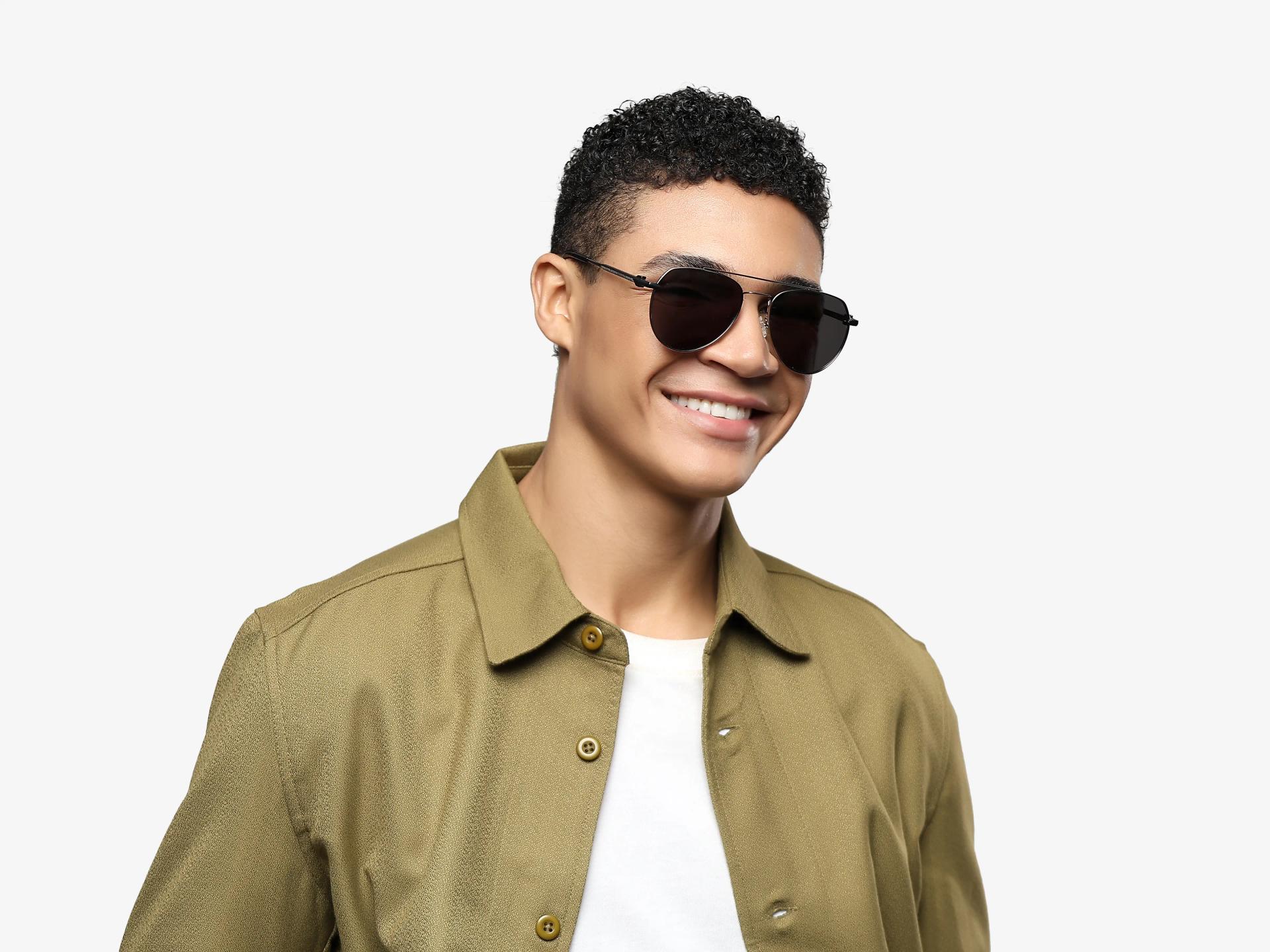 Oversized Silver Metal Frame With Grey Tint Sunglasses-1