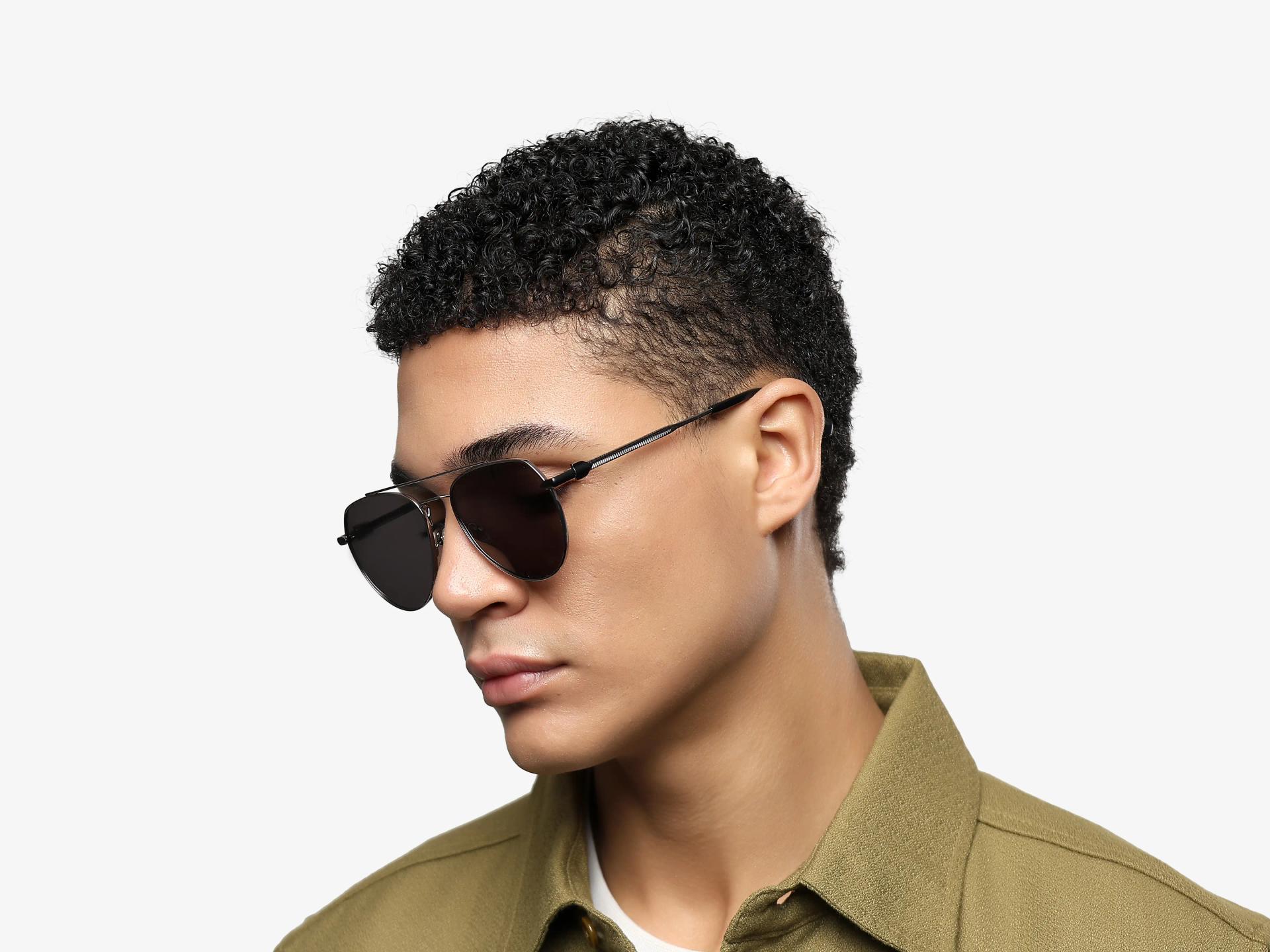 Oversized Silver Metal Frame With Grey Tint Sunglasses-1