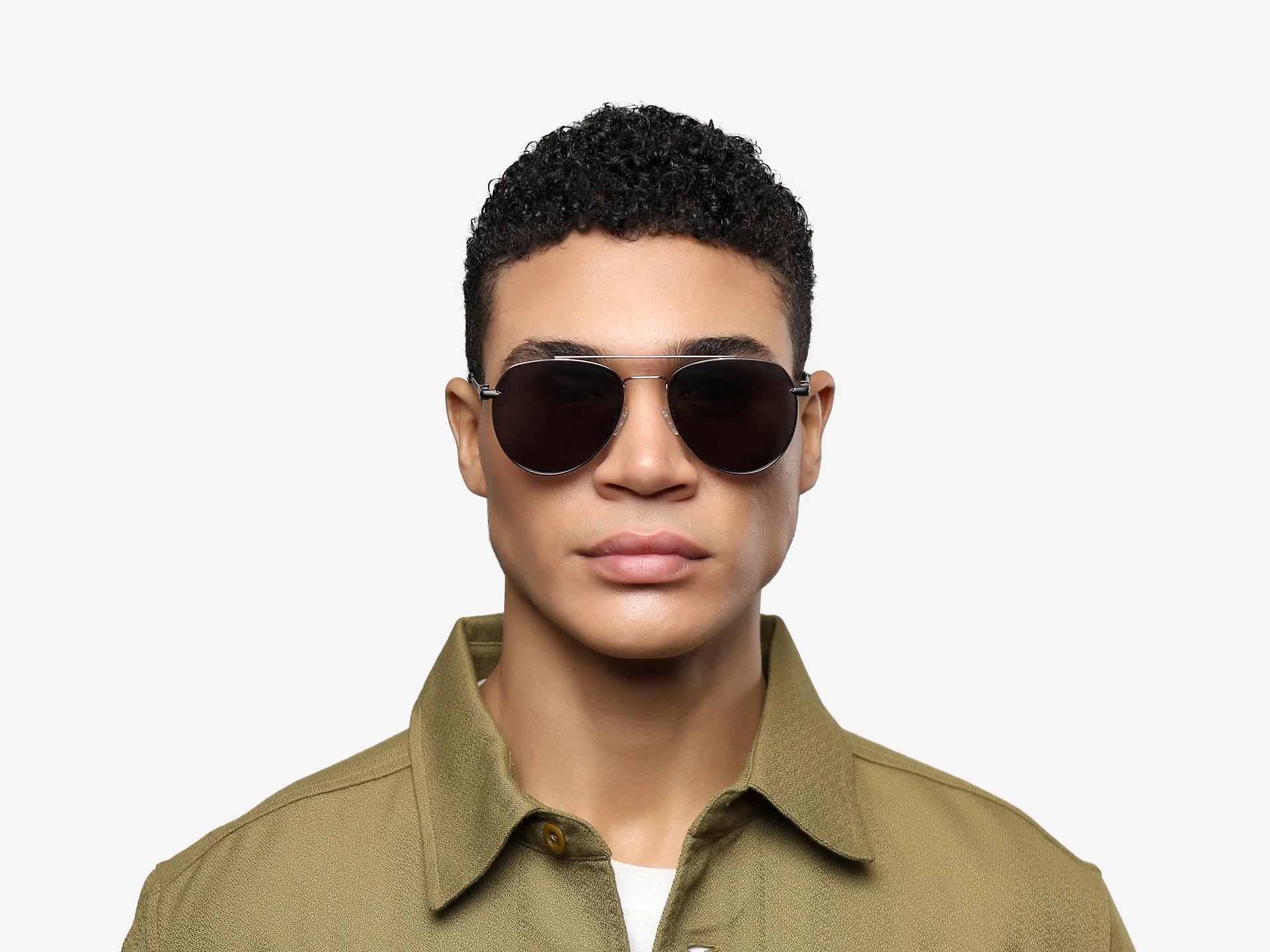 Oversized Silver Metal Frame With Grey Tint Sunglasses-1
