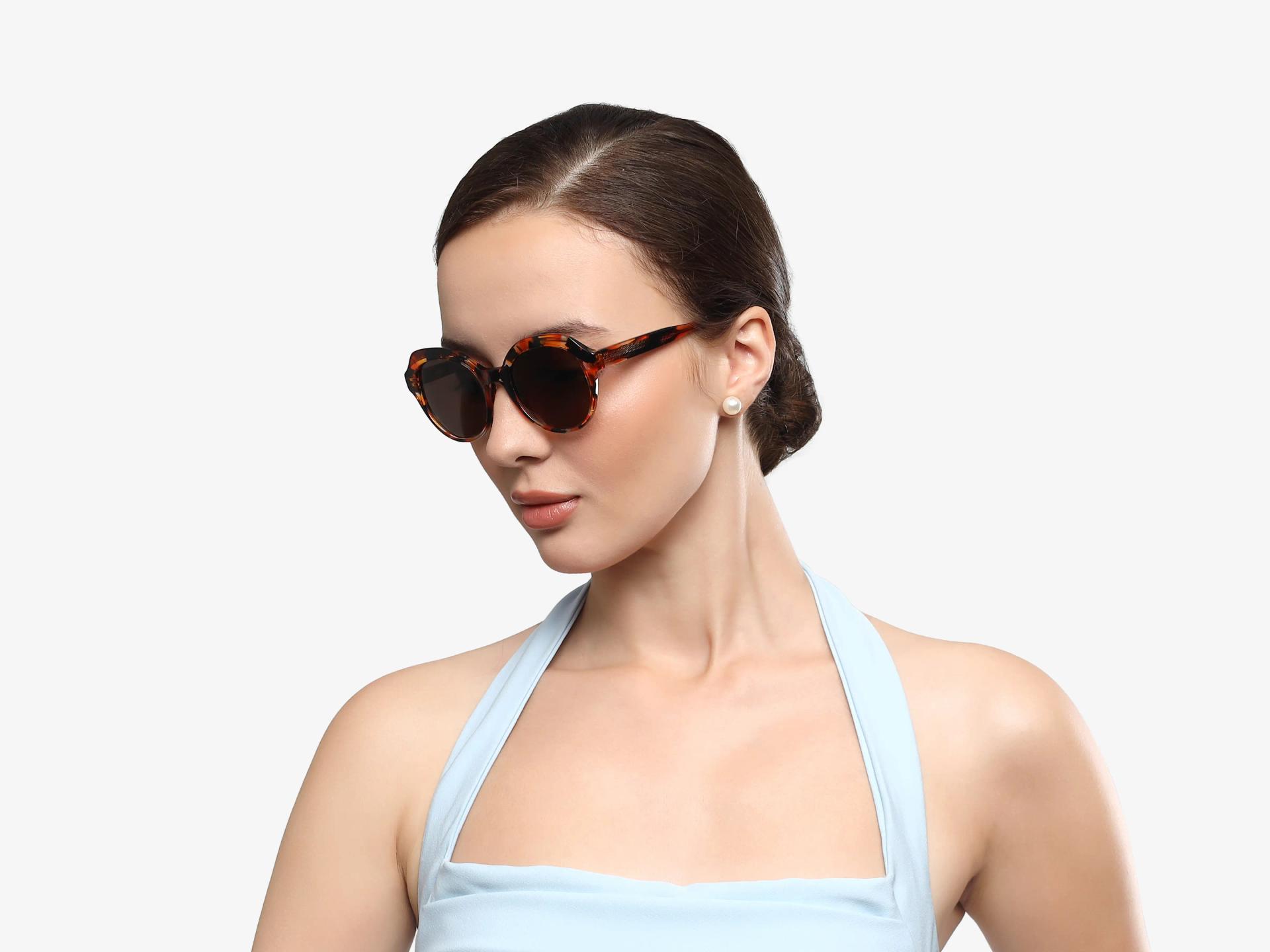 Amber Tortoise Butterfly Frame With Brown Tint Sunglasses-1