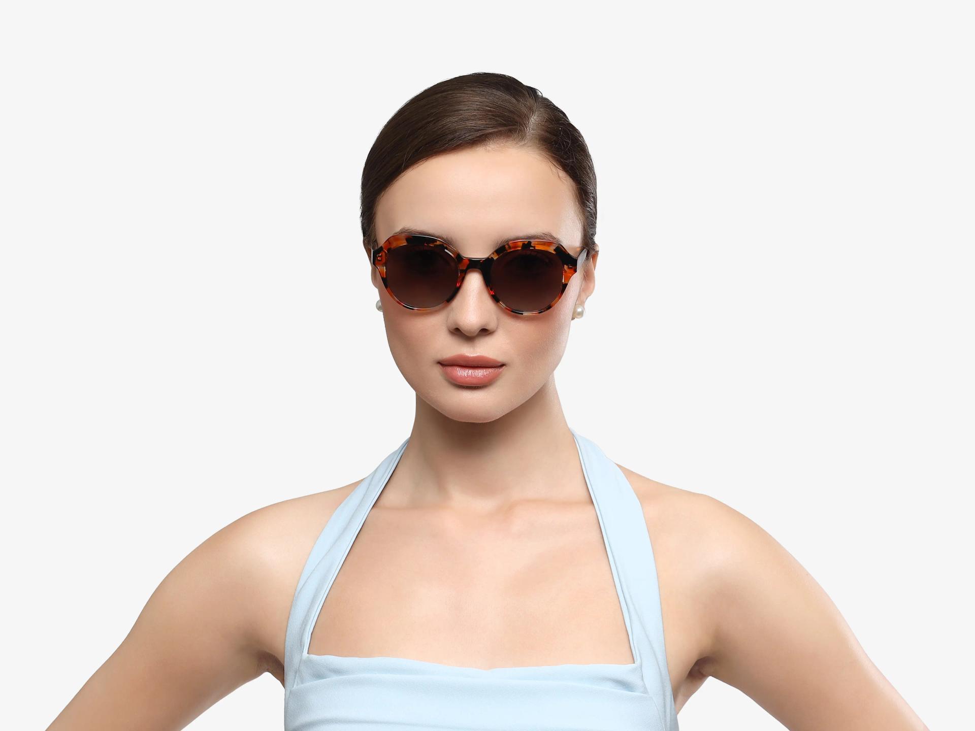 Amber Tortoise Butterfly Frame With Brown Tint Sunglasses-1