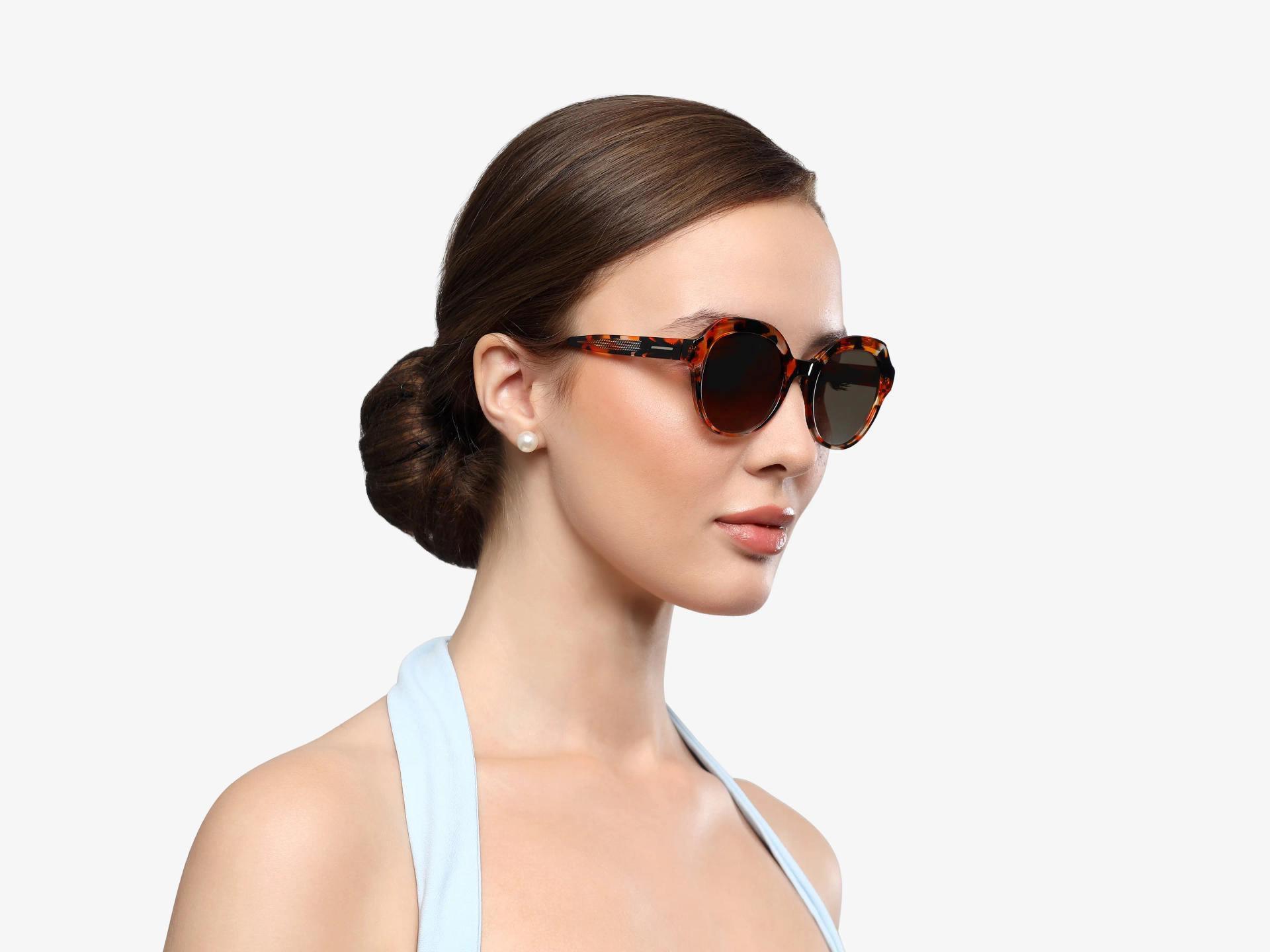 Amber Tortoise Butterfly Frame With Brown Tint Sunglasses-1