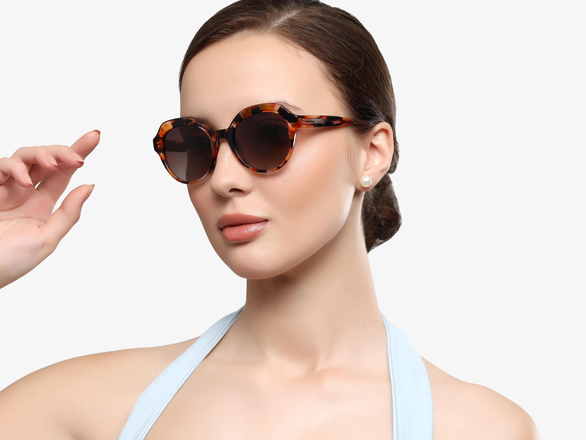 Amber Tortoise Butterfly Frame With Brown Tint Sunglasses-1