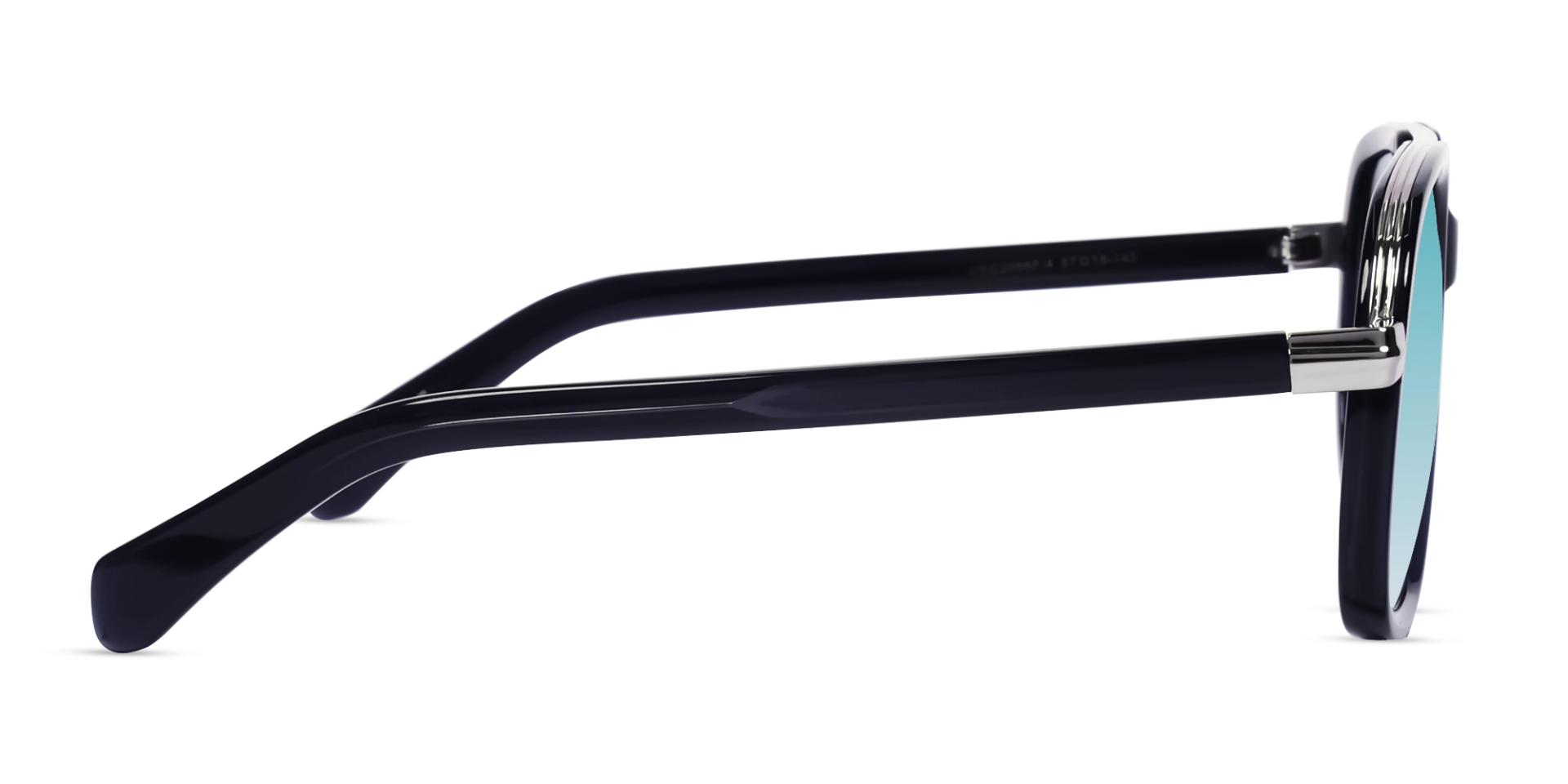 Blue Mixed Material Sunglasses With Blue Gradient Tint