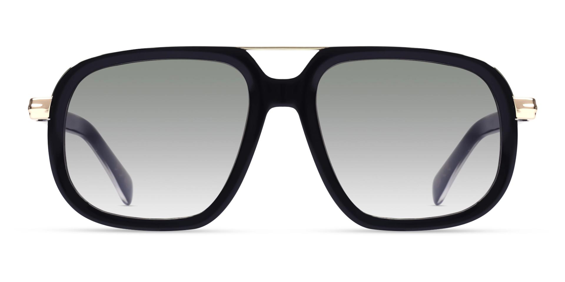 Black Double Bridge Pilot Sunglasses With Light Lenses