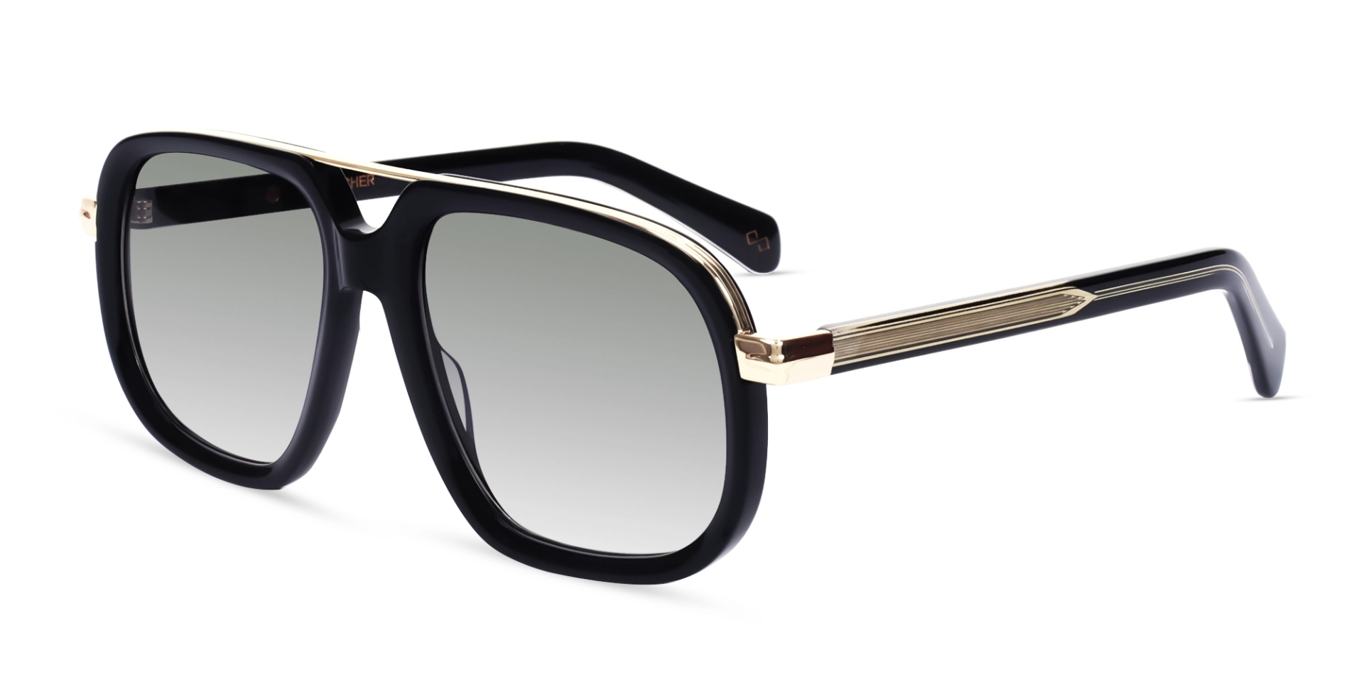 Black Double Bridge Pilot Sunglasses With Light Lenses