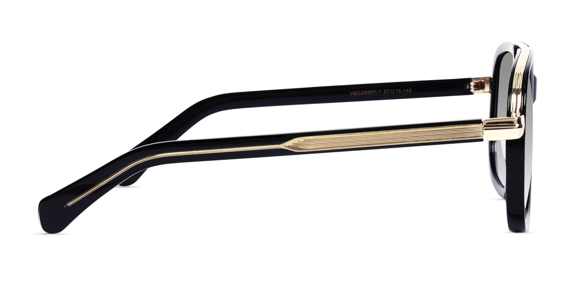 Black Double Bridge Pilot Sunglasses With Light Lenses