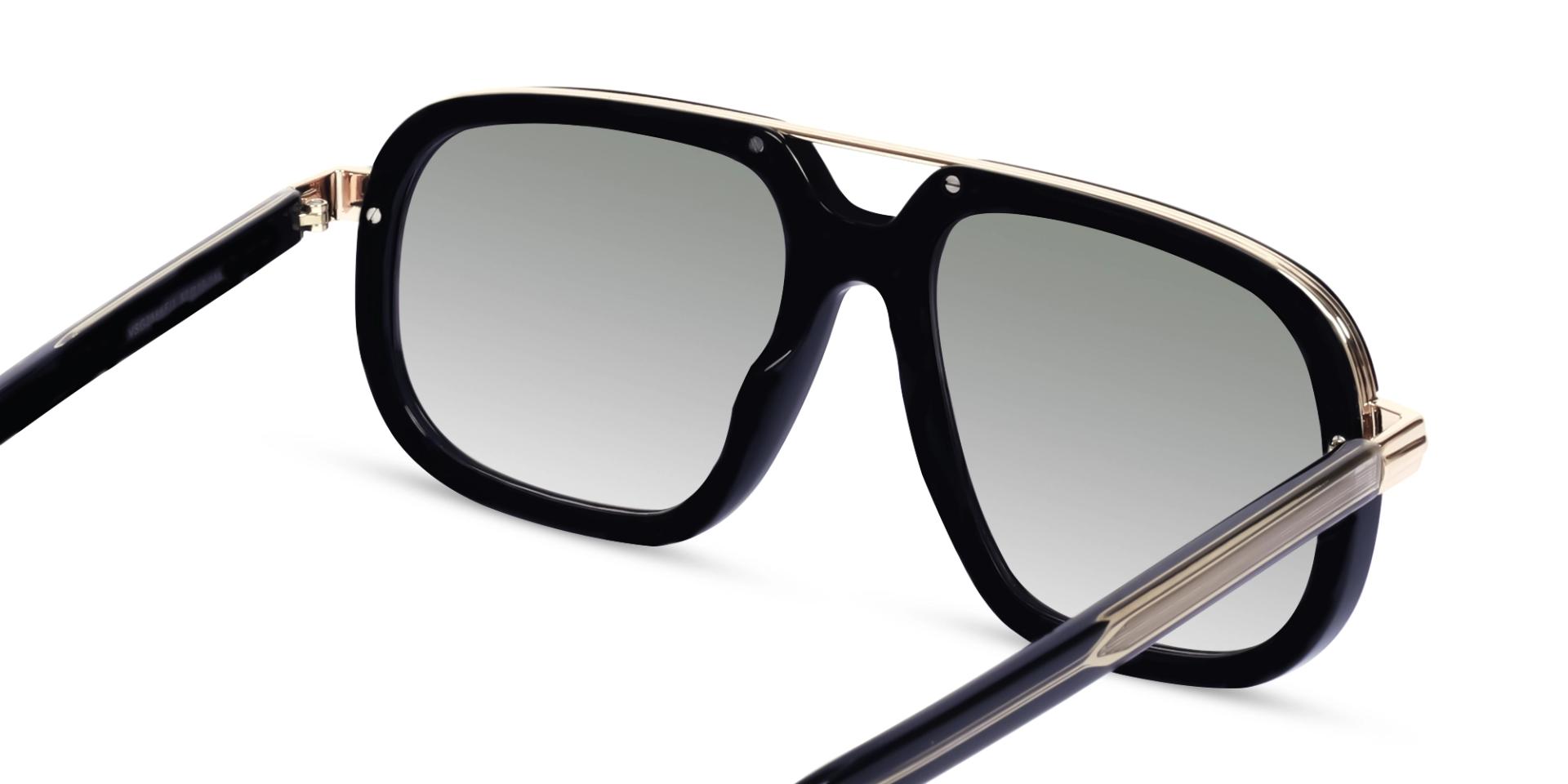 Black Double Bridge Pilot Sunglasses With Light Lenses