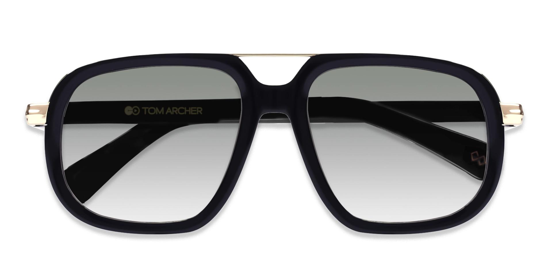 Black Double Bridge Pilot Sunglasses With Light Lenses