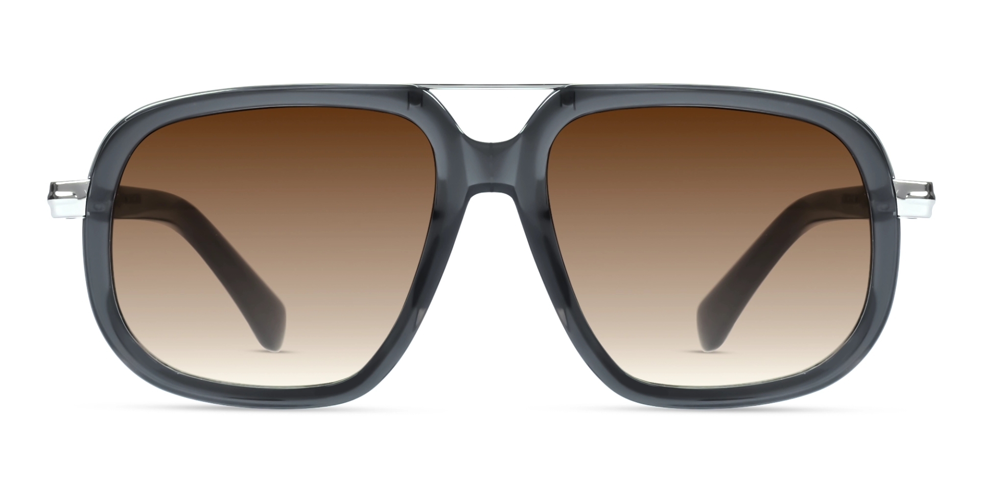 Grey Square Pilot Sunglasses With Light Brown Lenses Grey Square Pilot Sunglasses With Light Brown Lenses