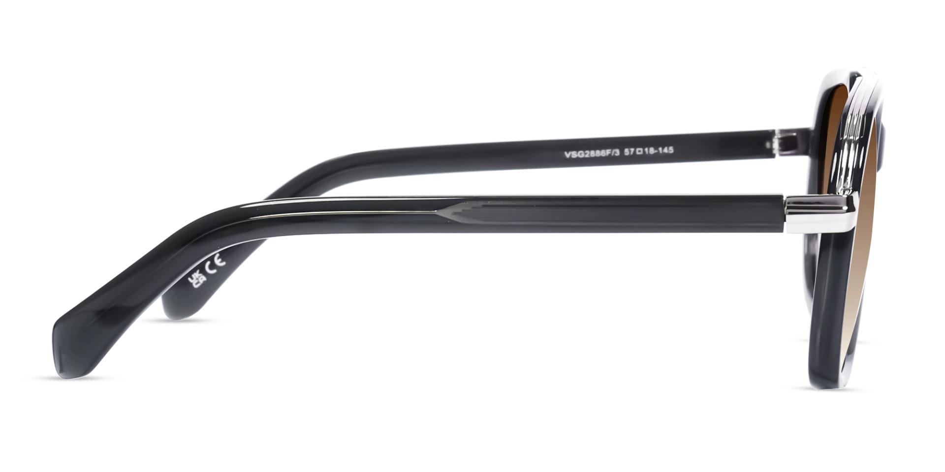 Grey Square Pilot Sunglasses With Light Brown Lenses