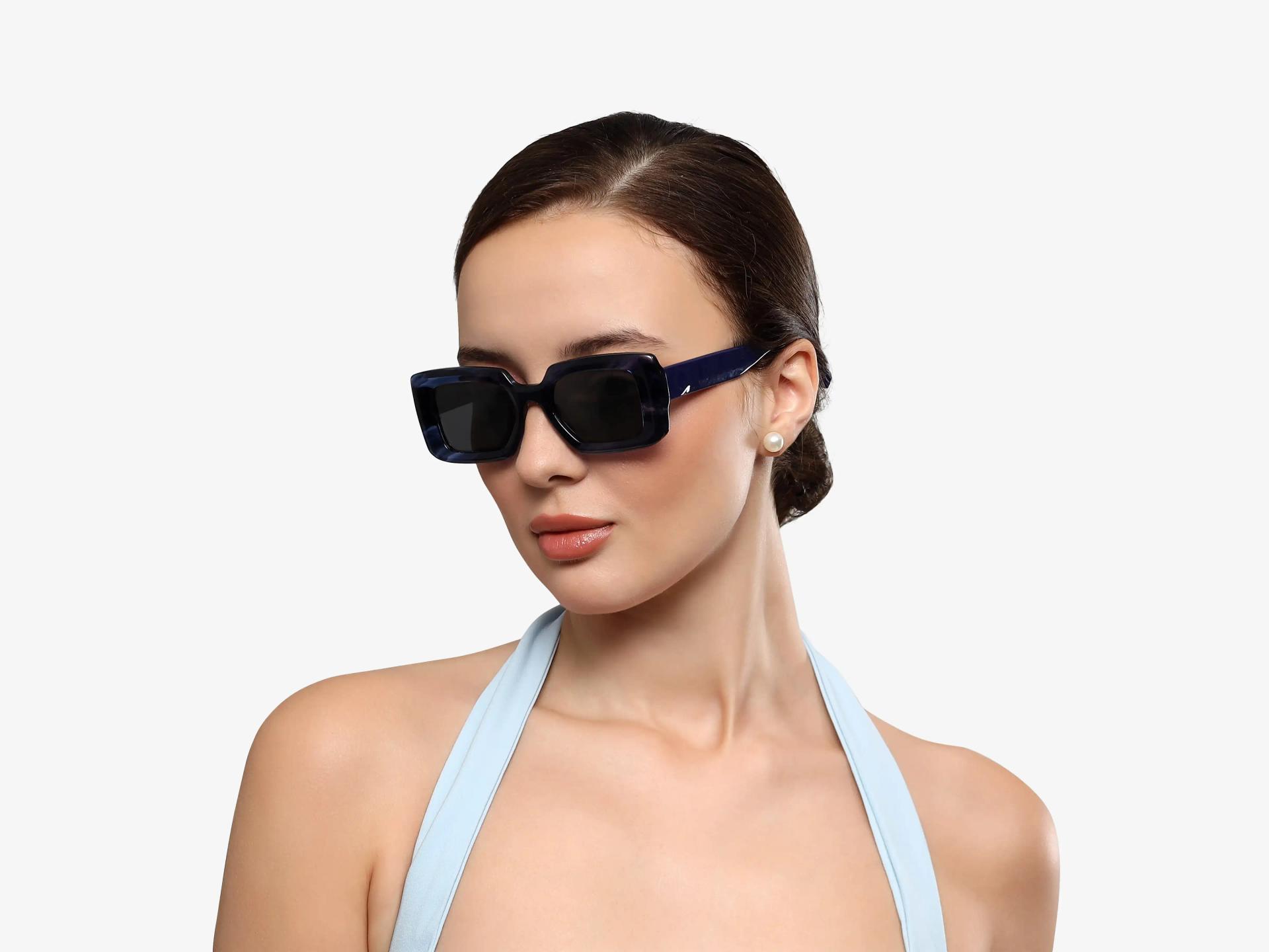 Blue Marble Frame With Grey Polarised Tint Sunglasses-1