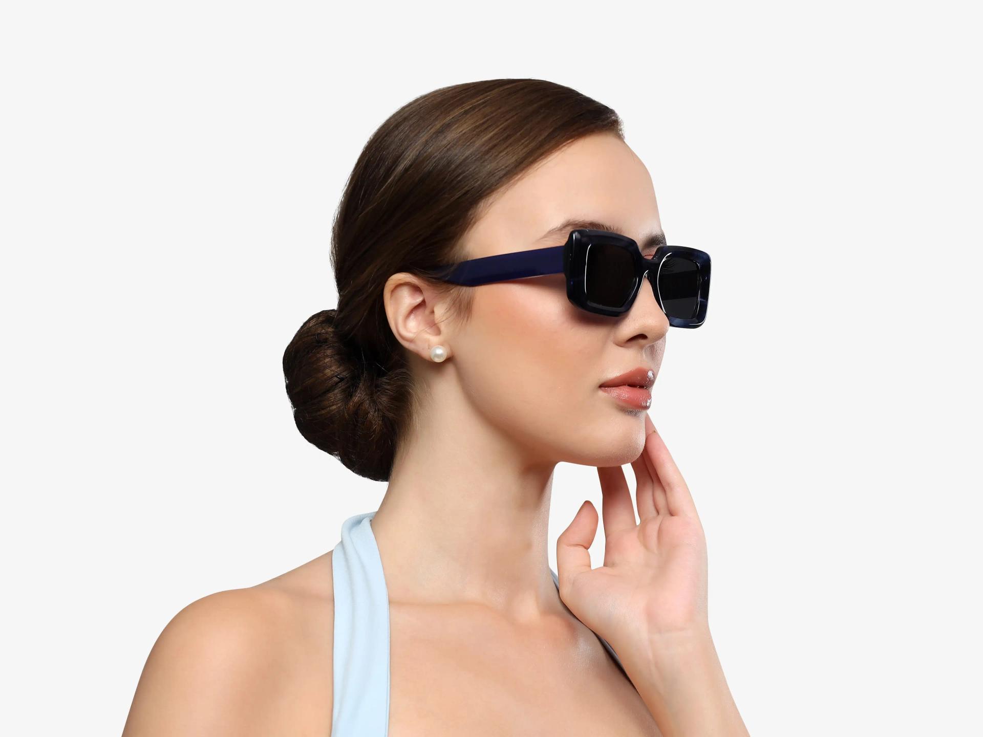 Blue Marble Frame With Grey Polarised Tint Sunglasses-1