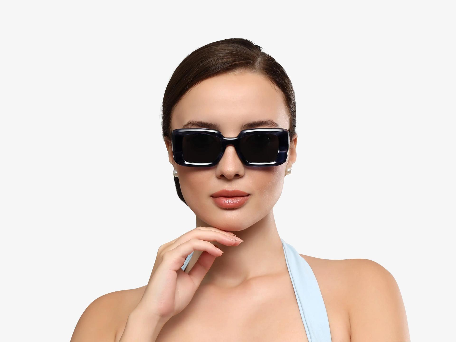 Blue Marble Frame With Grey Polarised Tint Sunglasses-1