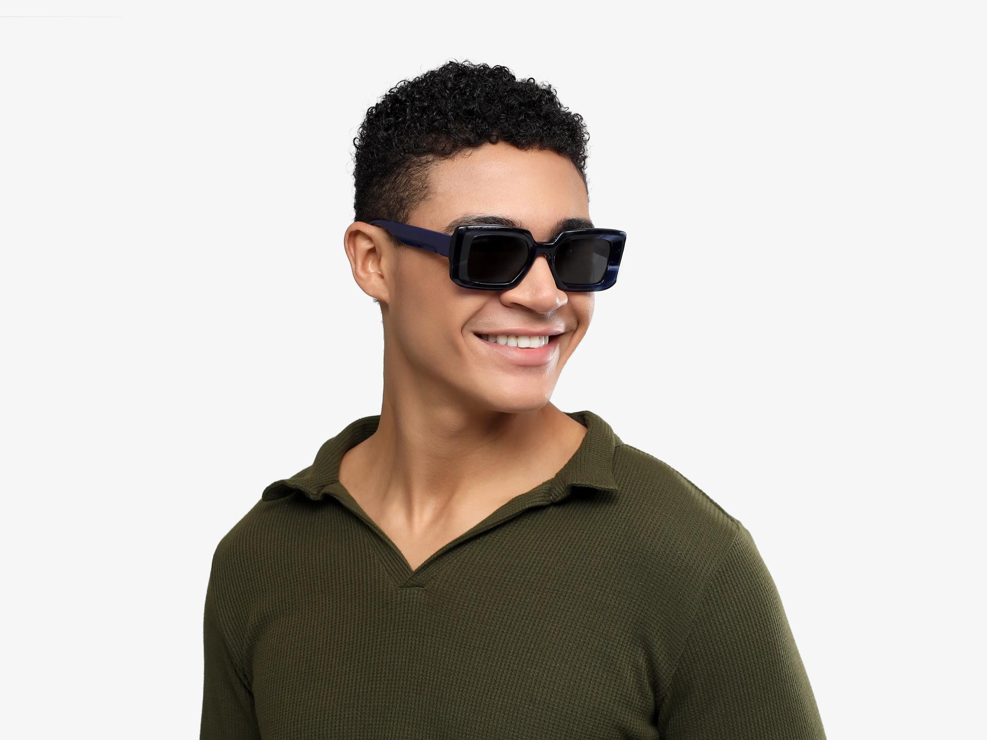 Blue Marble Frame With Grey Polarised Tint Sunglasses-1