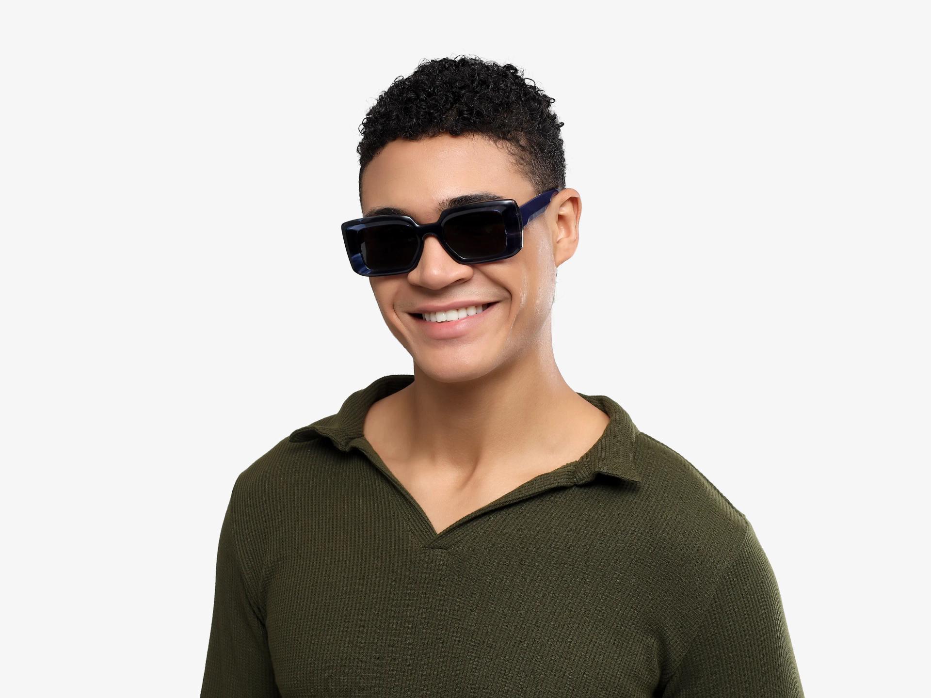 Blue Marble Frame With Grey Polarised Tint Sunglasses-1