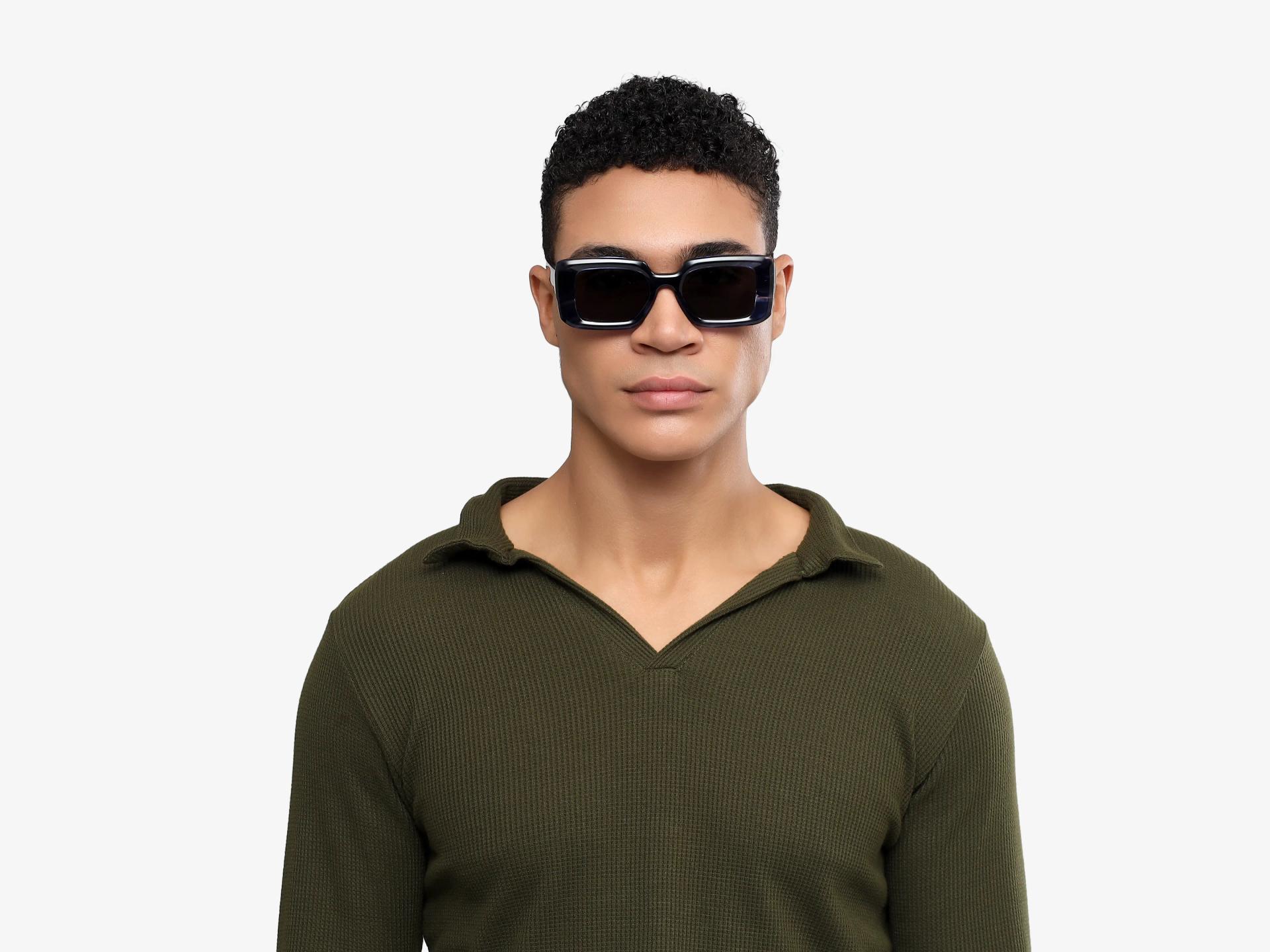 Blue Marble Frame With Grey Polarised Tint Sunglasses-1