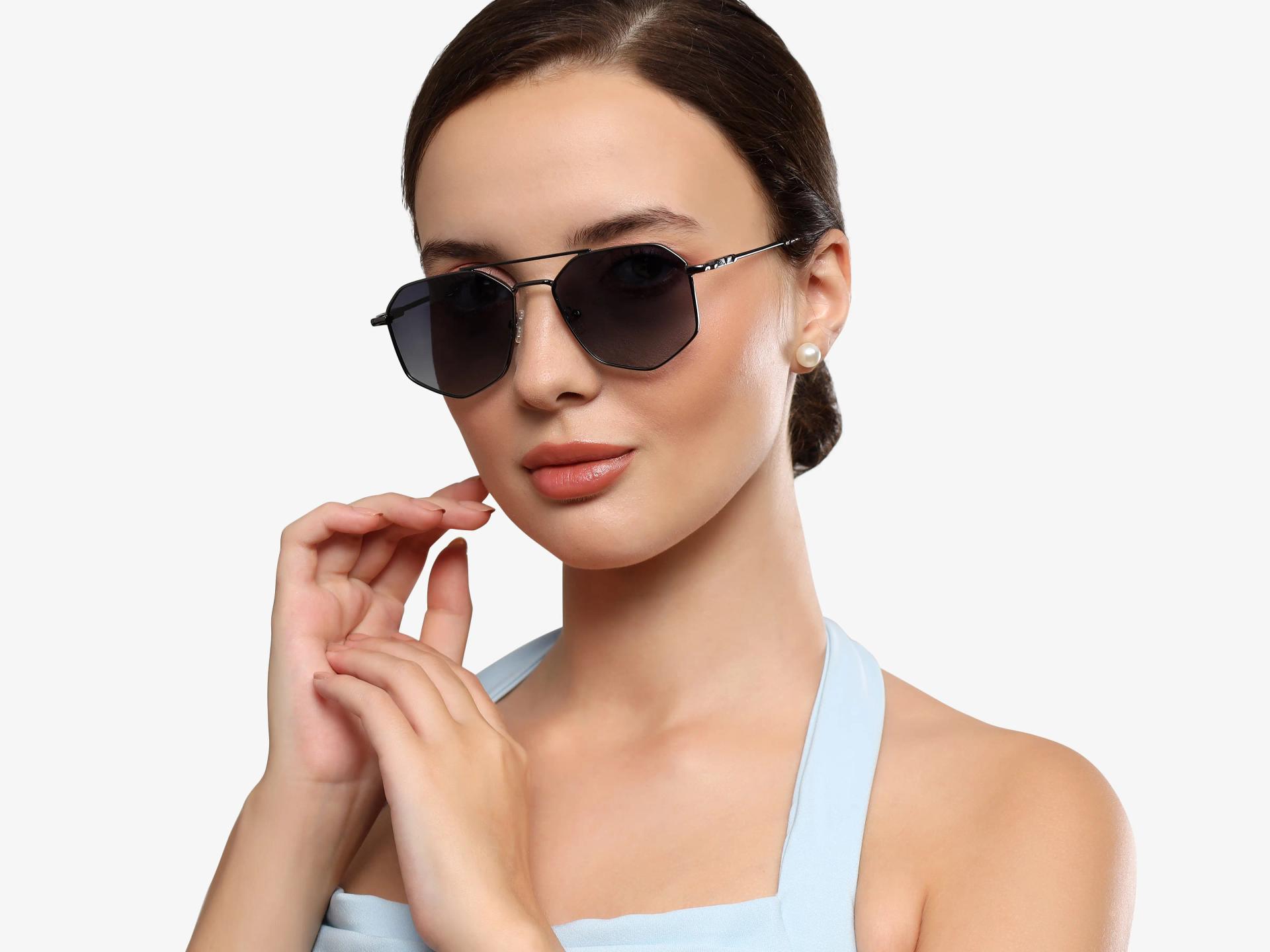 Oversized Vintage Gunmetal Pilot Frame With Grey Tint Sunglasses-1