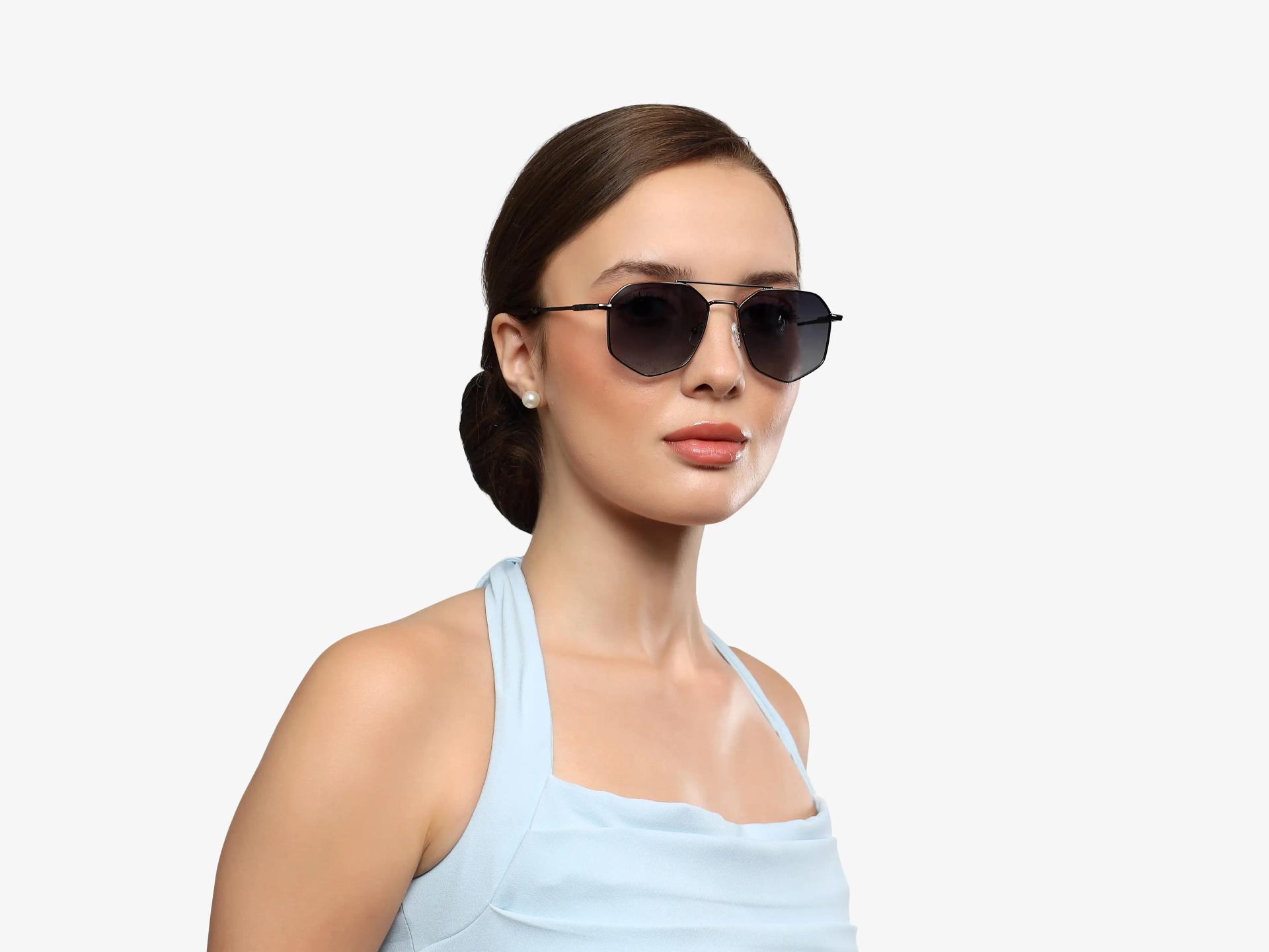 Oversized Vintage Gunmetal Pilot Frame With Grey Tint Sunglasses-1