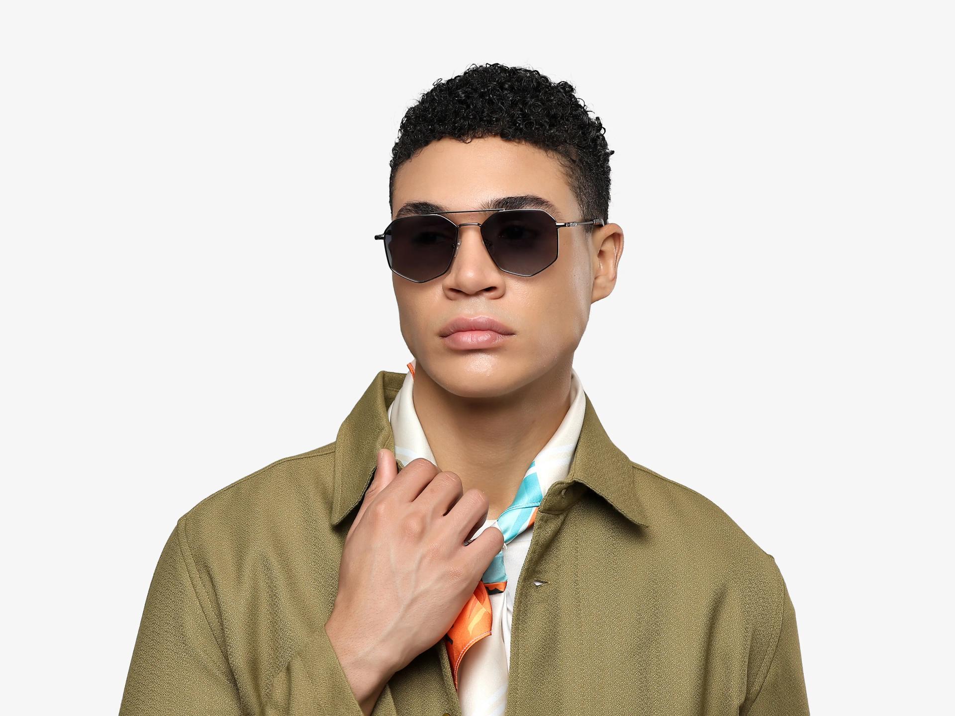 Oversized Vintage Gunmetal Pilot Frame With Grey Tint Sunglasses-1