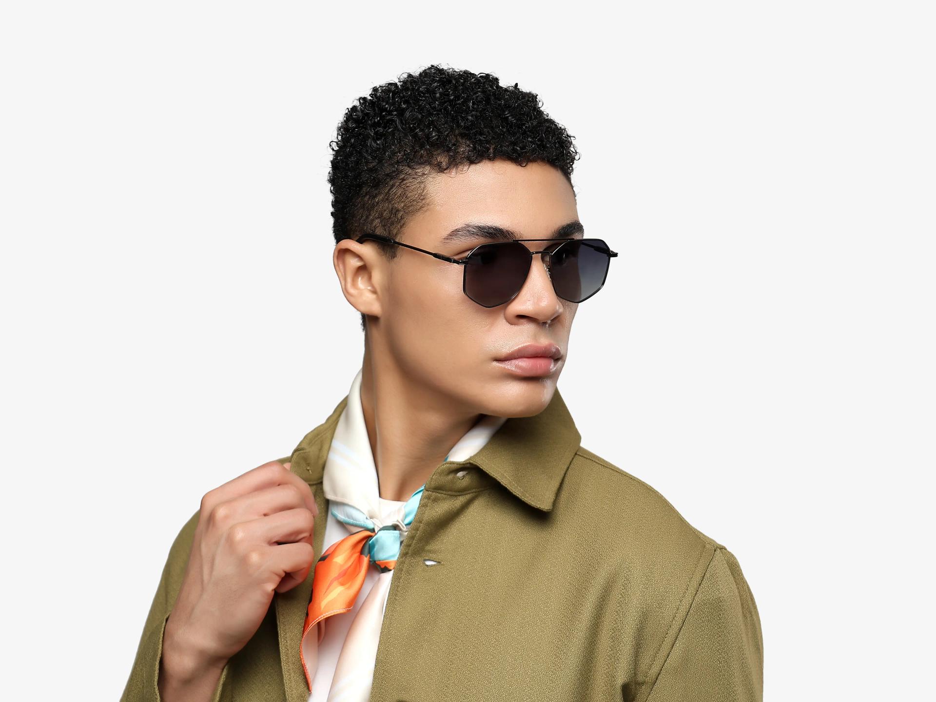 Oversized Vintage Gunmetal Pilot Frame With Grey Tint Sunglasses-1