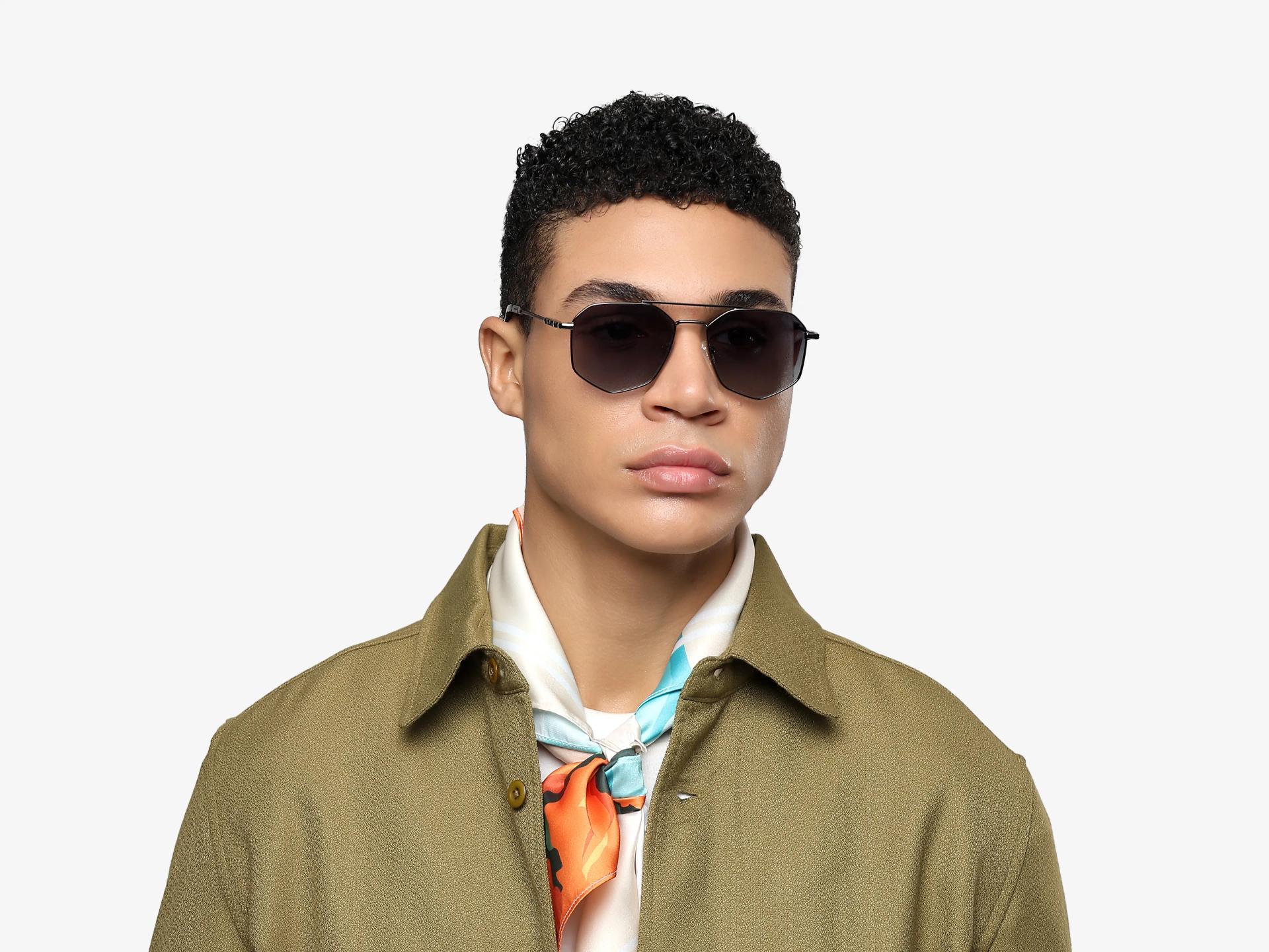 Oversized Vintage Gunmetal Pilot Frame With Grey Tint Sunglasses-1