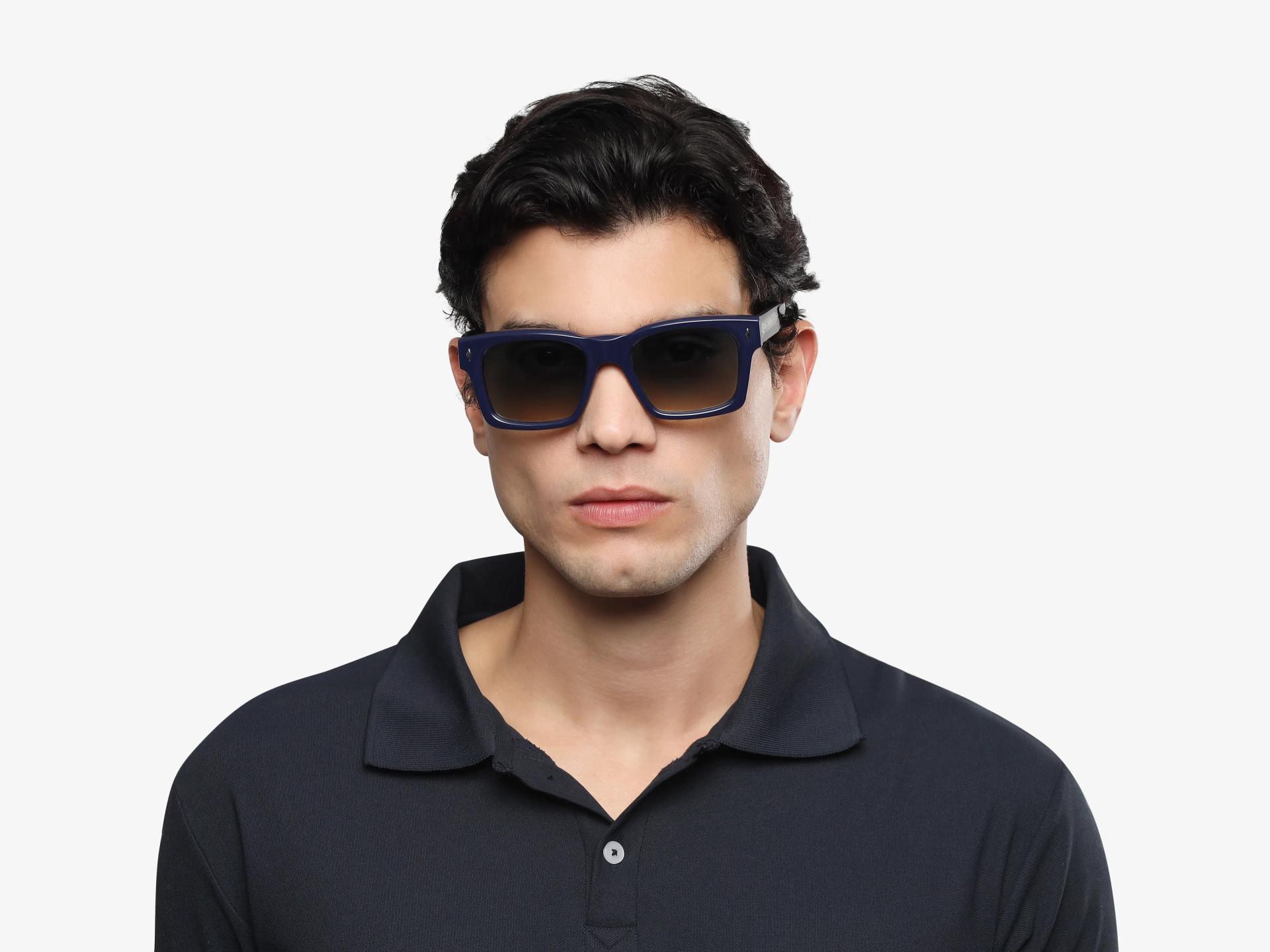 Blue Full-Rim Square Sunglasses With Yellow Tint-1