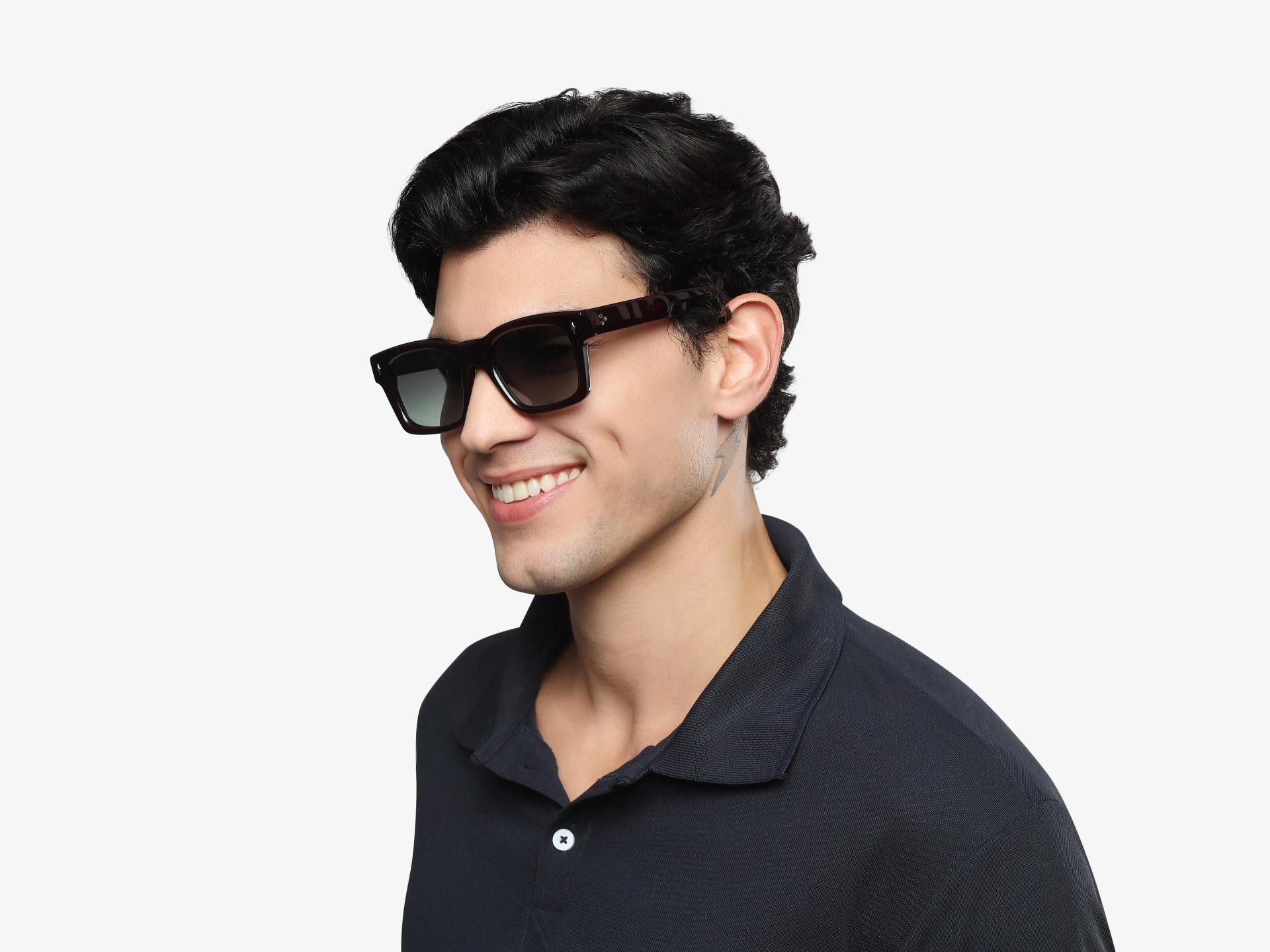 Maroon Vintage Sunglasses With Light Green Lenses-1