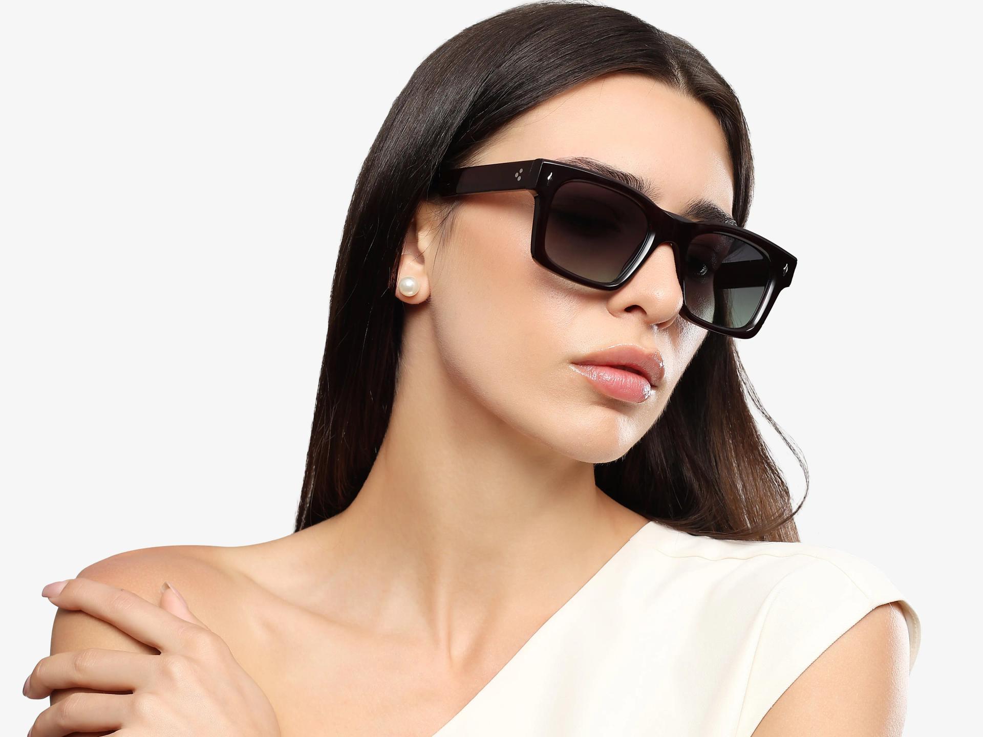 Maroon Vintage Sunglasses With Light Green Lenses-1