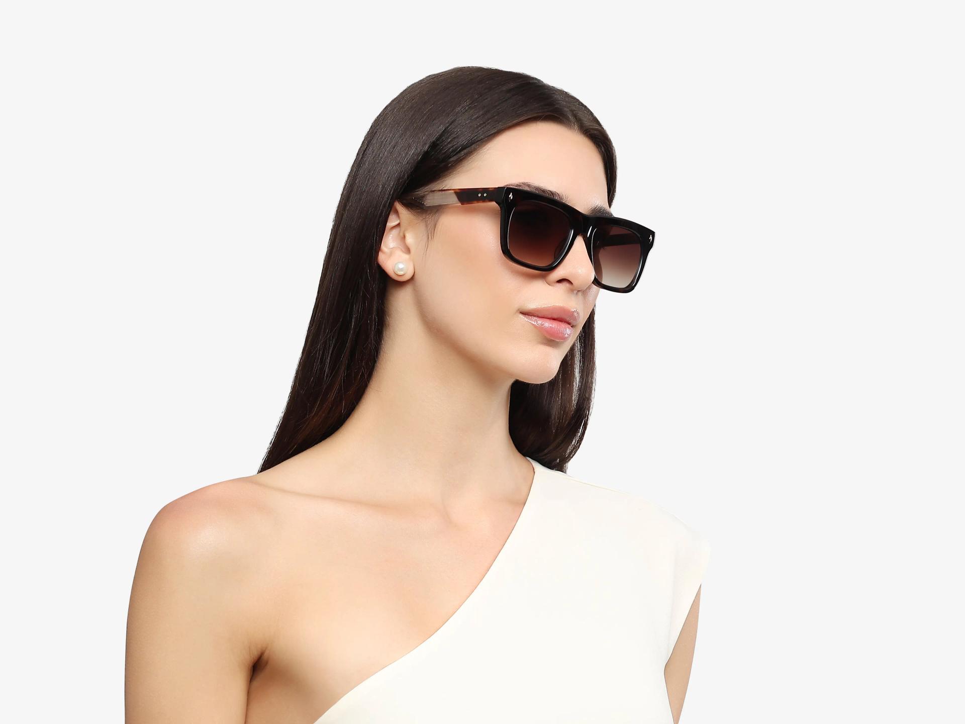 Tortoise Acetate Sunglasses With Brown Gradient Lenses-1