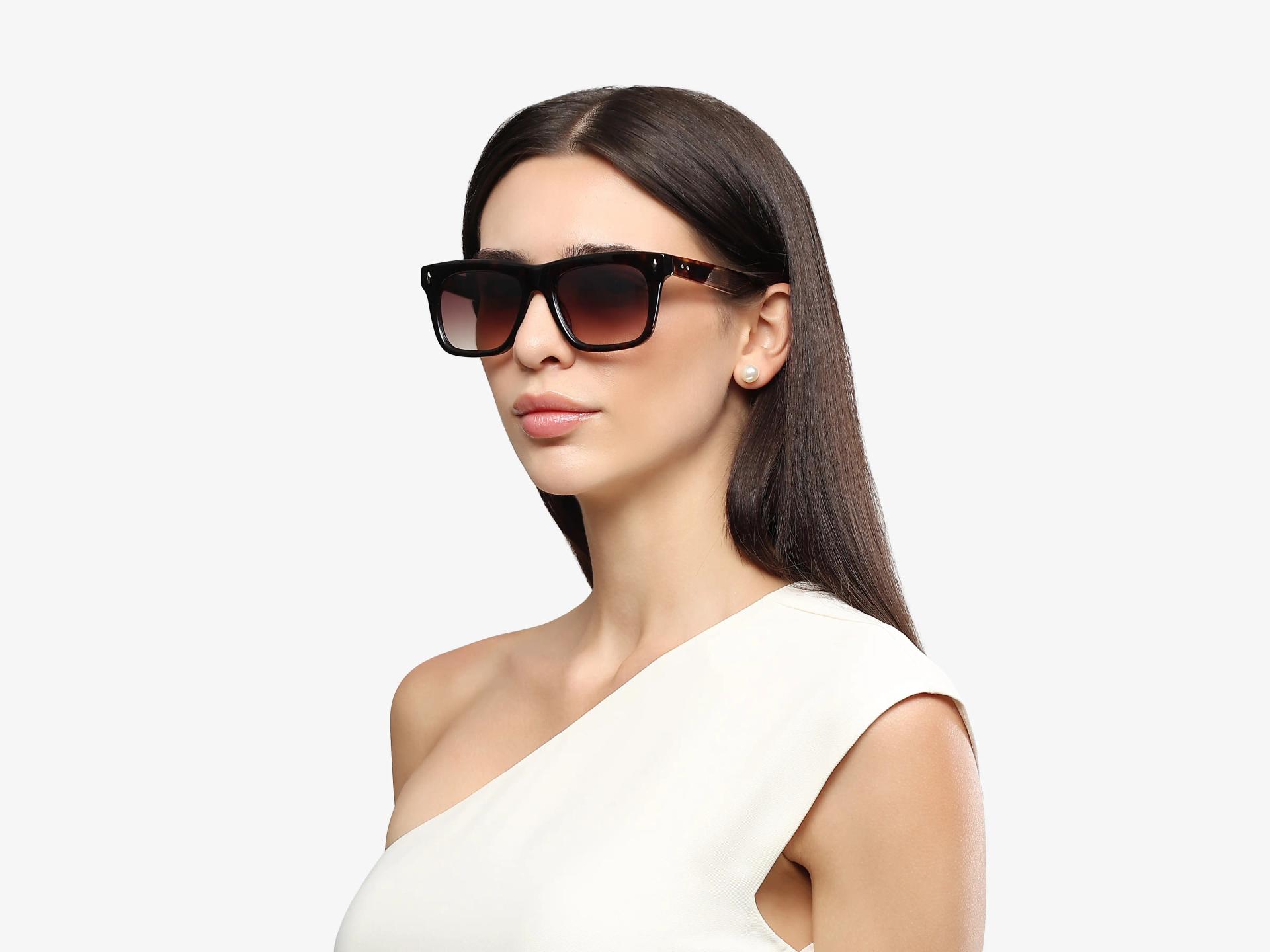 Tortoise Acetate Sunglasses With Brown Gradient Lenses-1