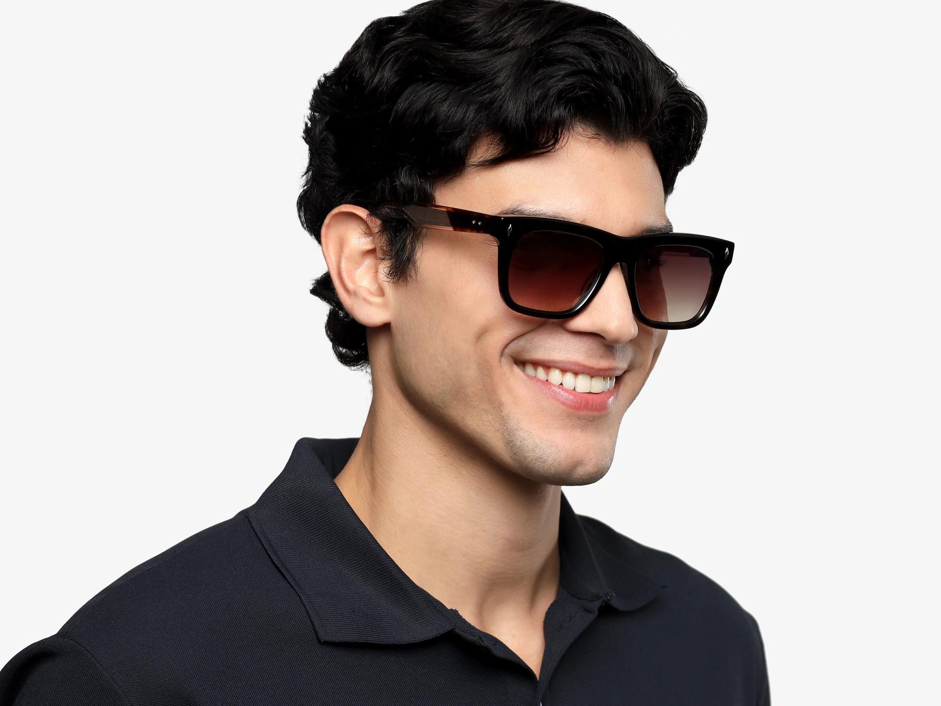 Tortoise Acetate Sunglasses With Brown Gradient Lenses-1
