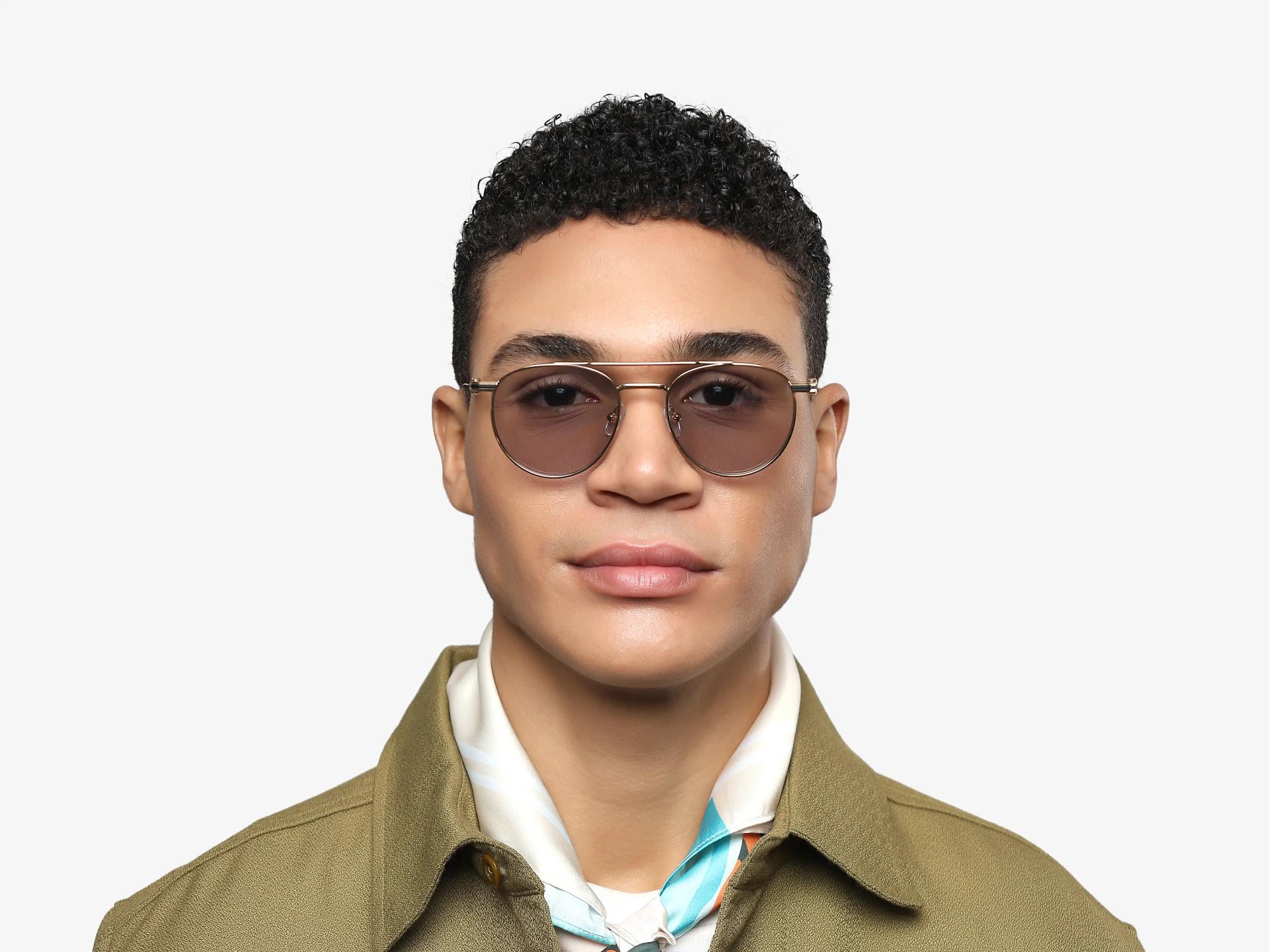 Vintage Gold Metal Frame With Light Grey Tint Sunglasses