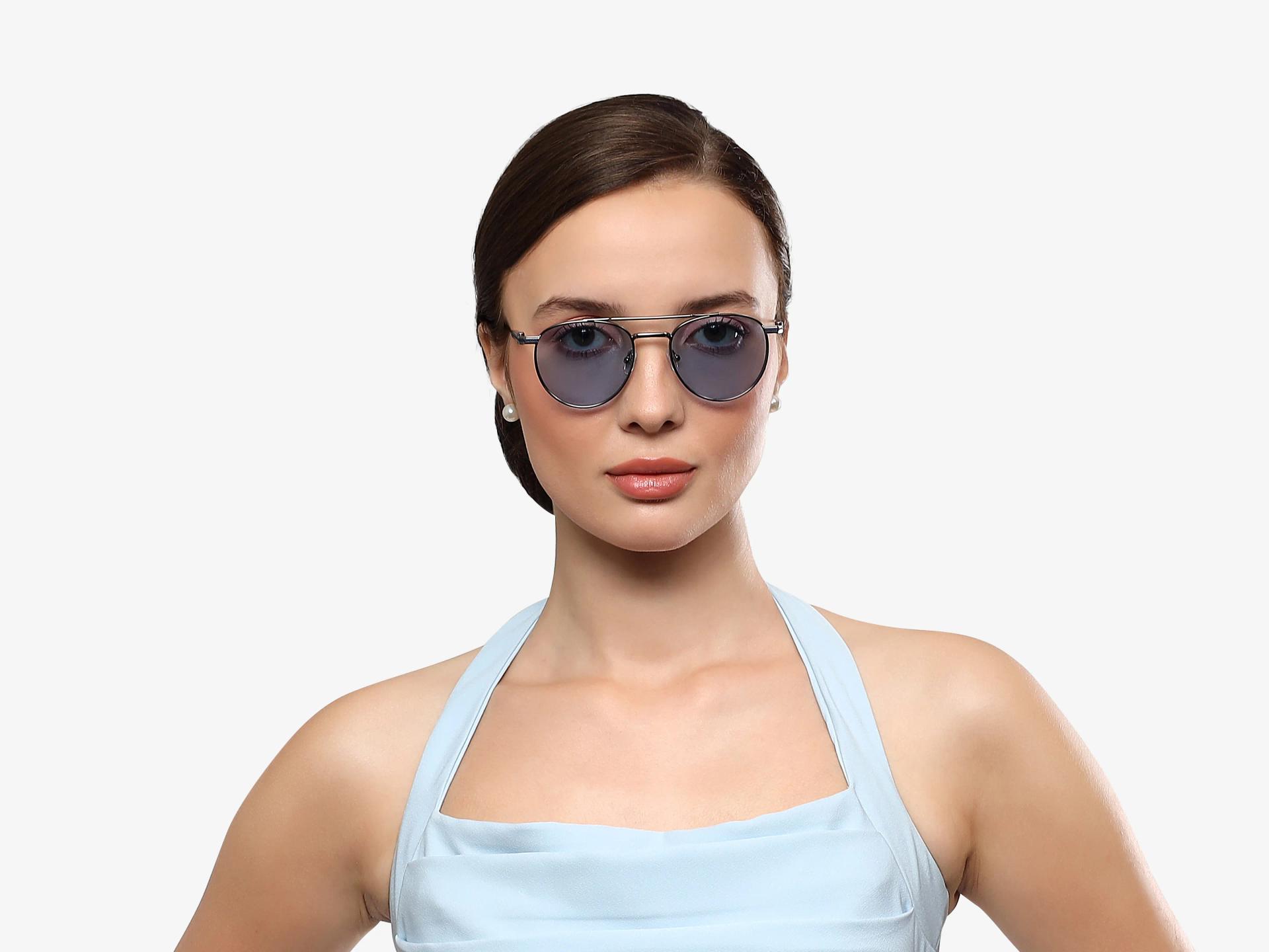 Vintage Gunmetal Frame With Blue Tint Sunglasses